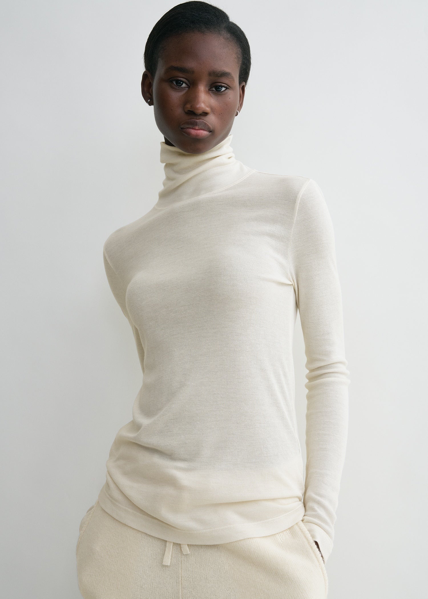 High-neck rib top winter white - 6