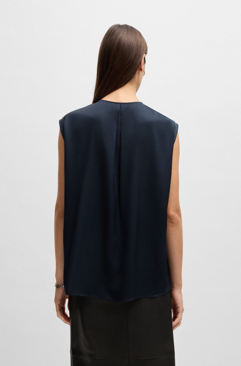 FITTED SLEEVELESS BLOUSE IN STRETCH SILK WITH CONCEALED PLACKET 5