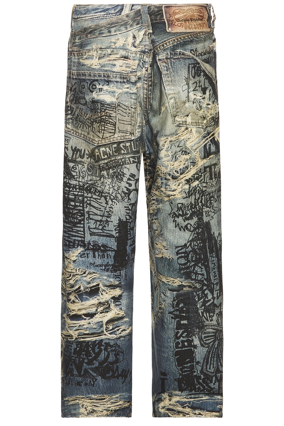 2023m Torn Scribble Trompe Loeil Denim Jean - 2