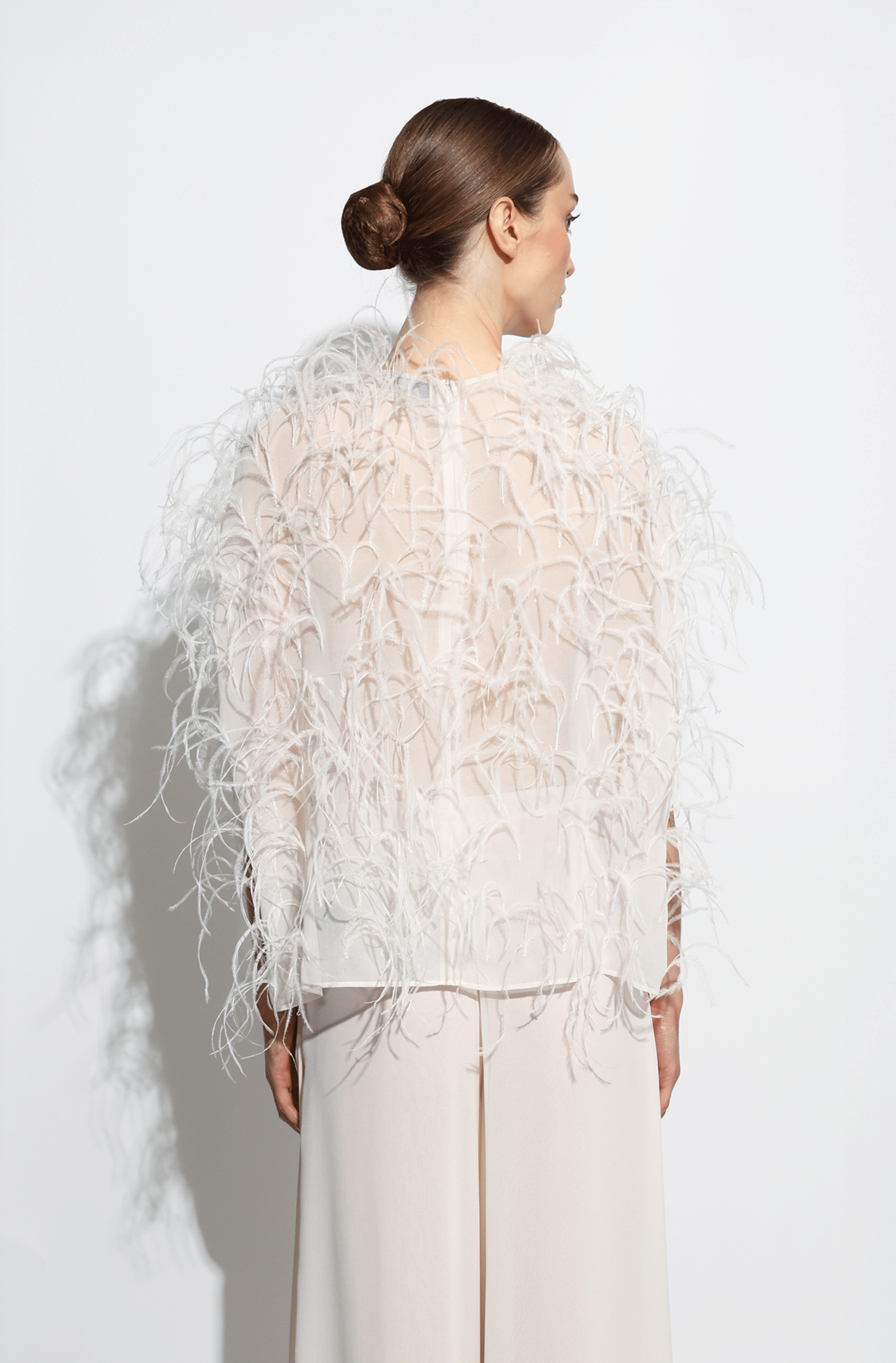 Lightweight Georgette Cape Tee With Feathers - 3