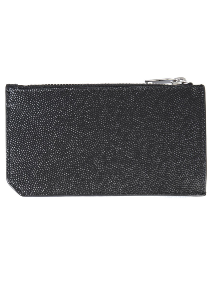 TEXTURED LEATHER CARD CASE WITH ZIPPER AND LOGO - 2