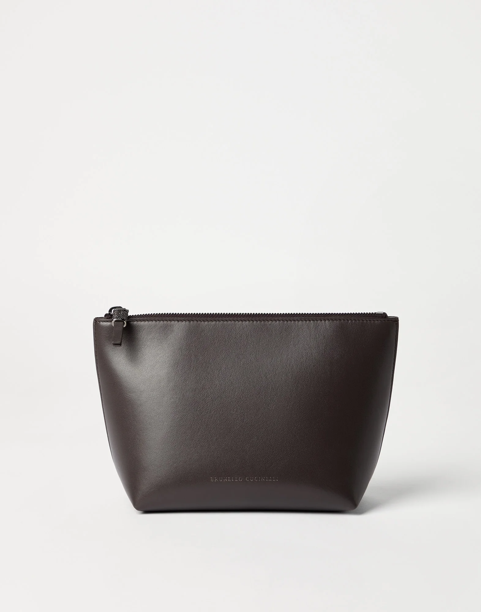 Calfskin pouch with shiny zipper pull - 1