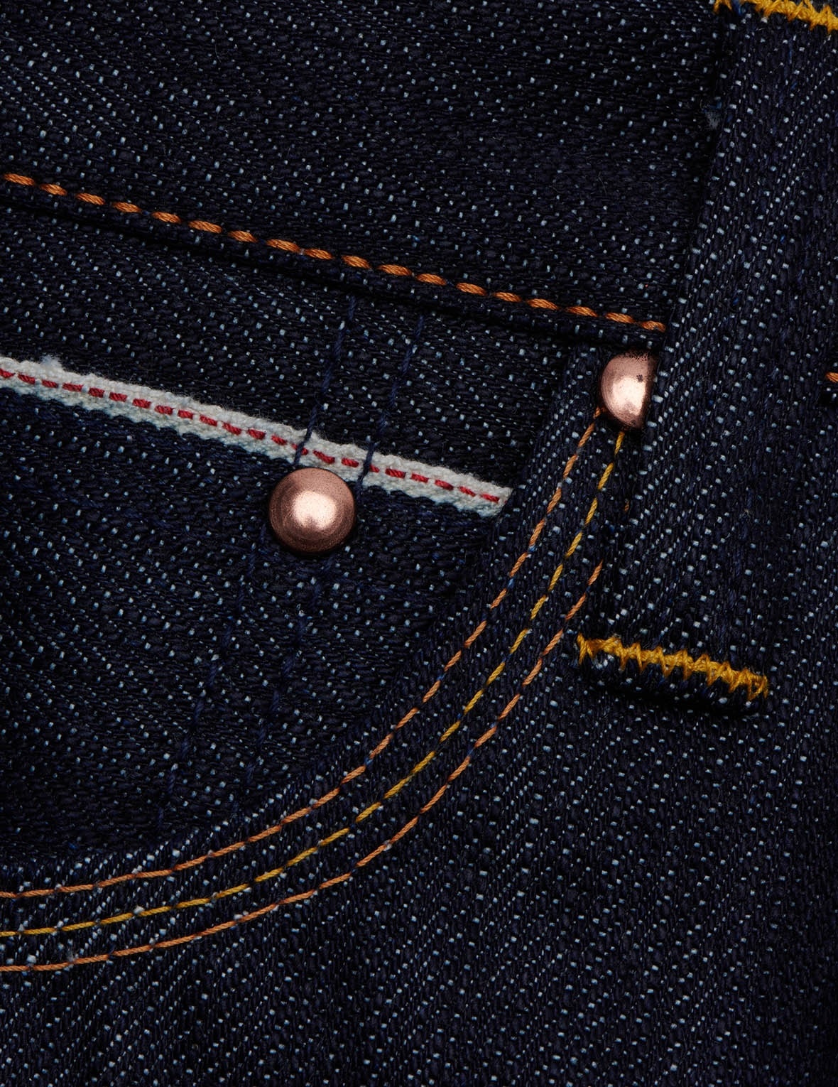 HANDPAINTED SEAGULL STRAIGHT FIT RAW DENIM SELVEDGE JEANS - 7