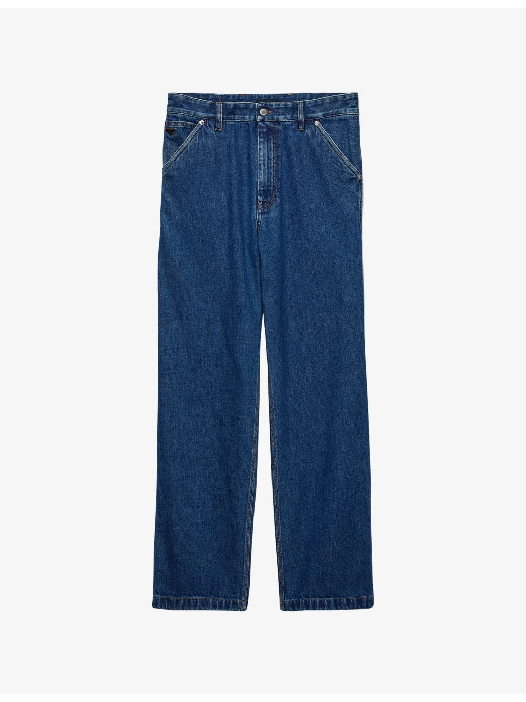 Triangle-Logo Light Denim Cargo Jeans - 1