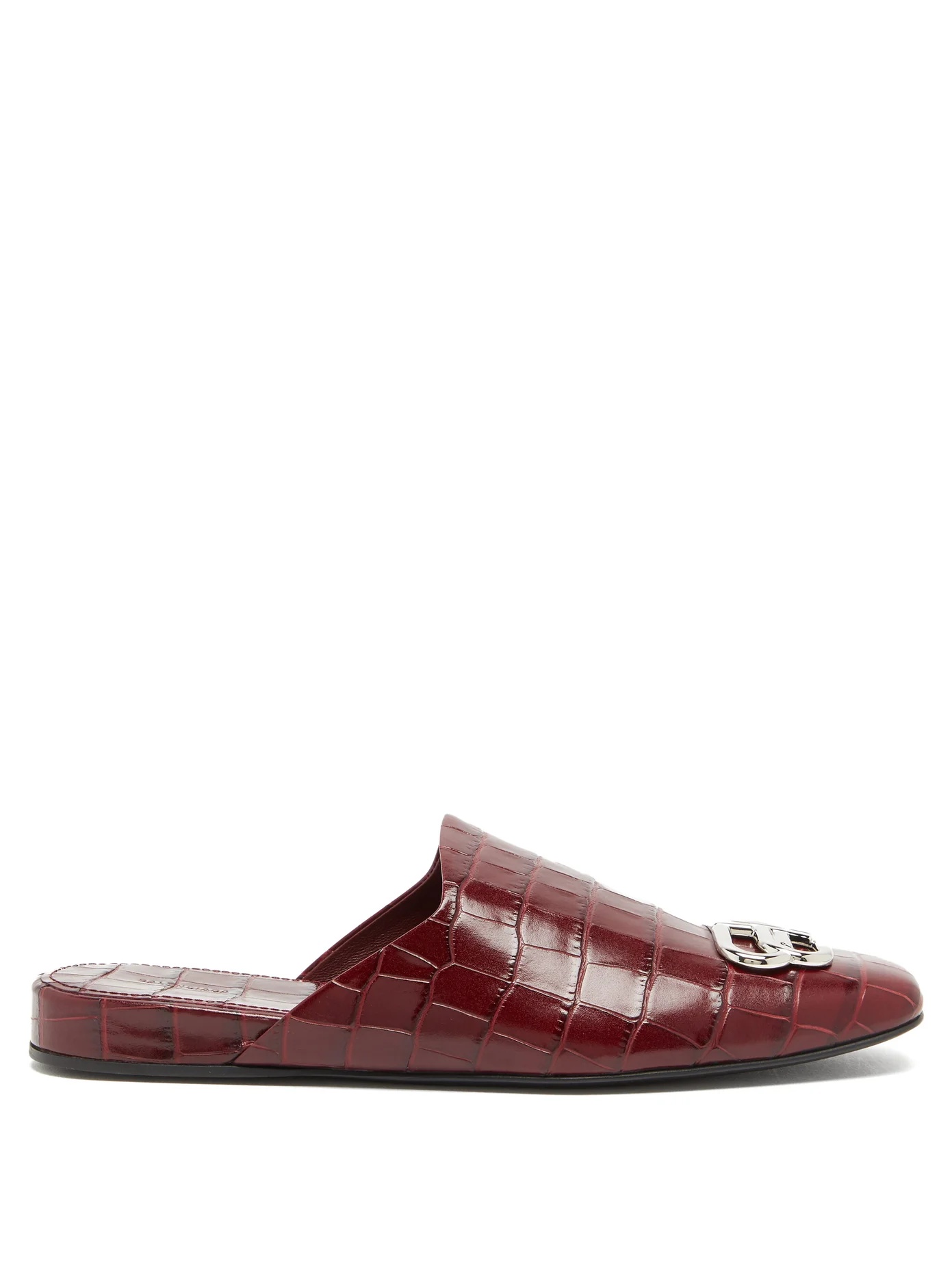 Cosy BB-plaque crocodile-effect backless loafers - 1