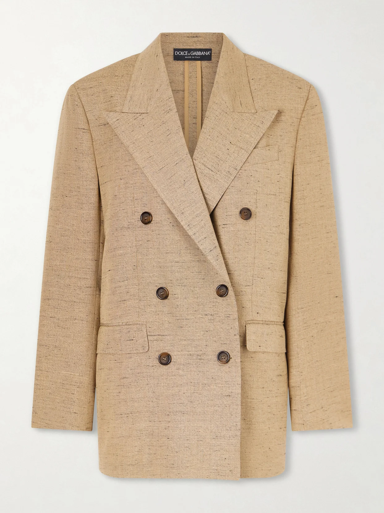 Double-breasted Oversized Woven Blazer - 1