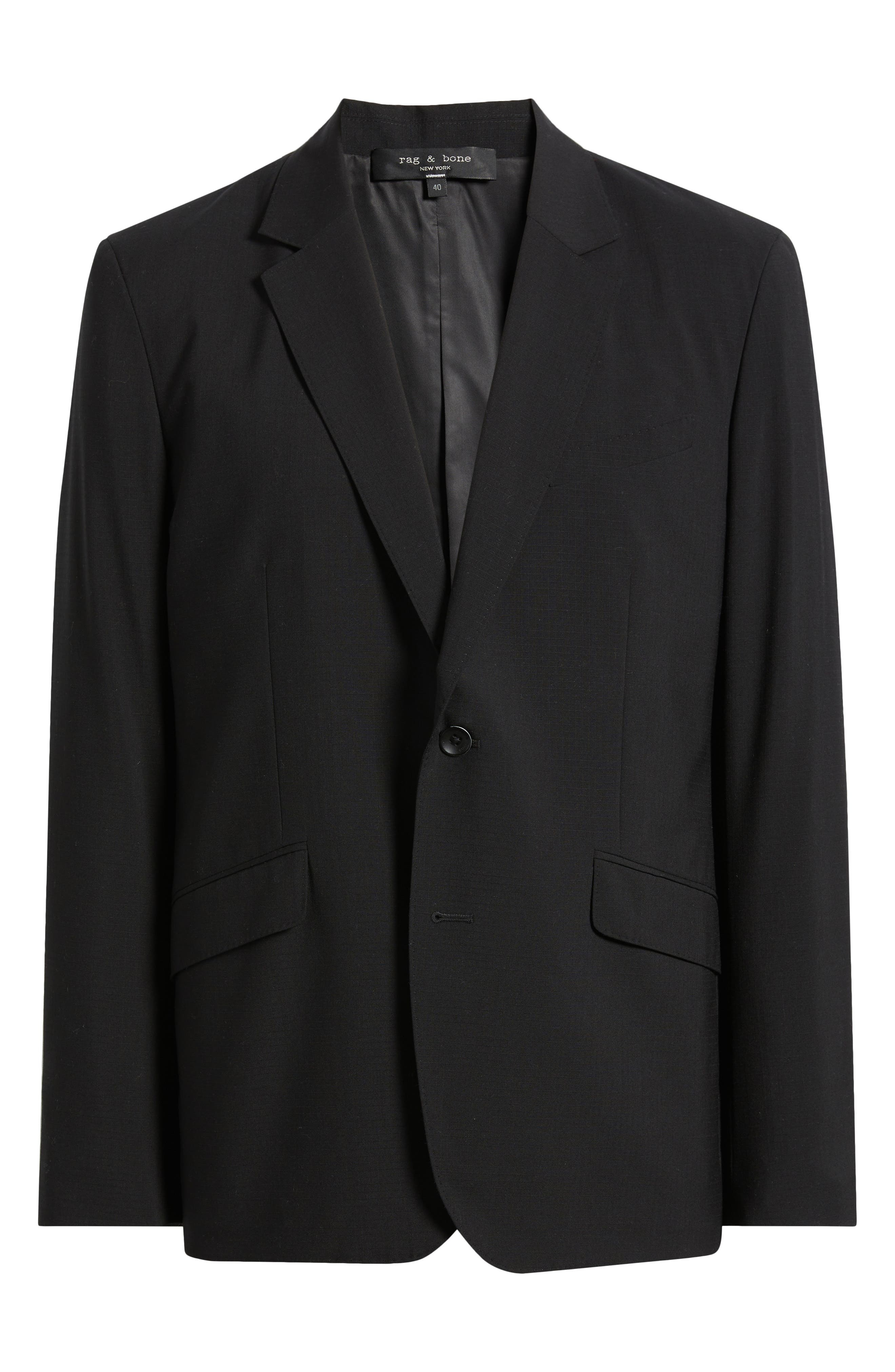 rag & bone Butler Wool Blend Ripstop Sport Coat in Black at Nordstrom - 6