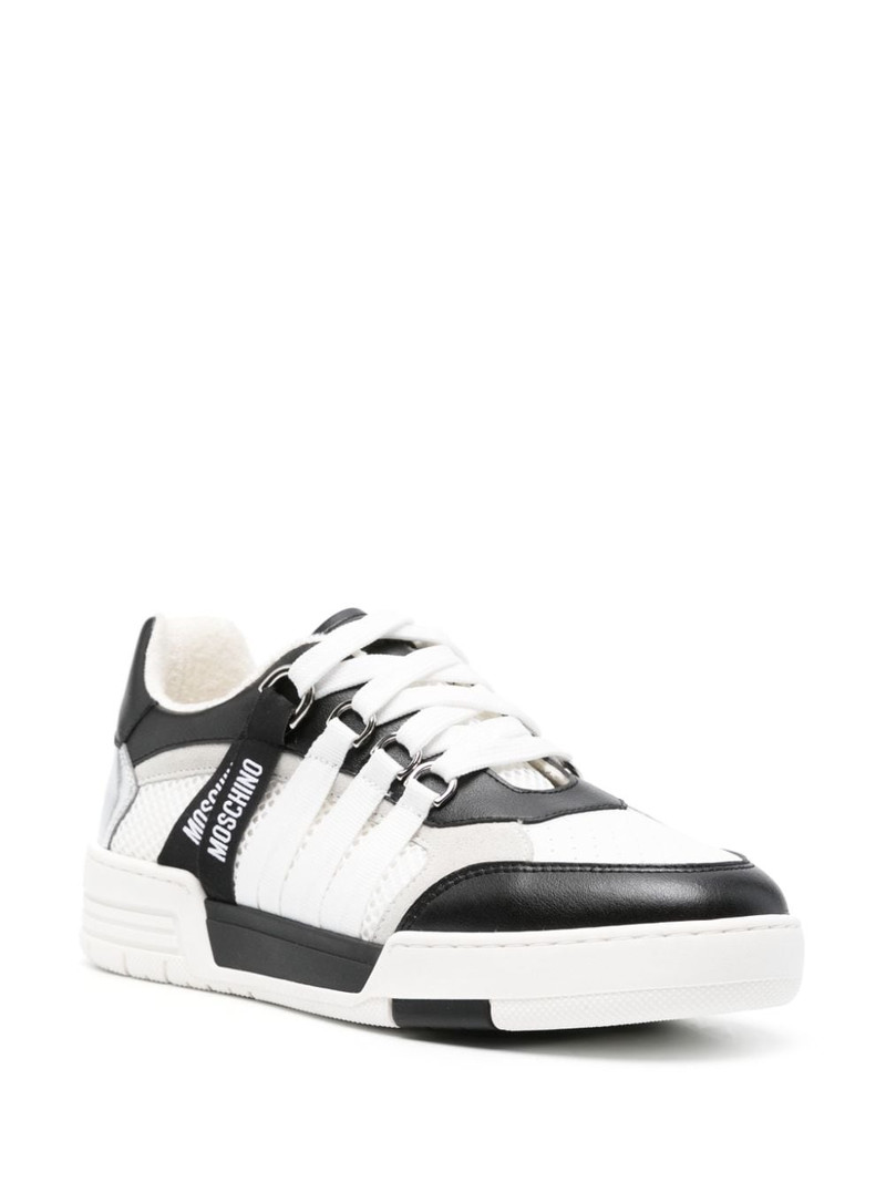 Moschino logo-tape leather sneakers outlook