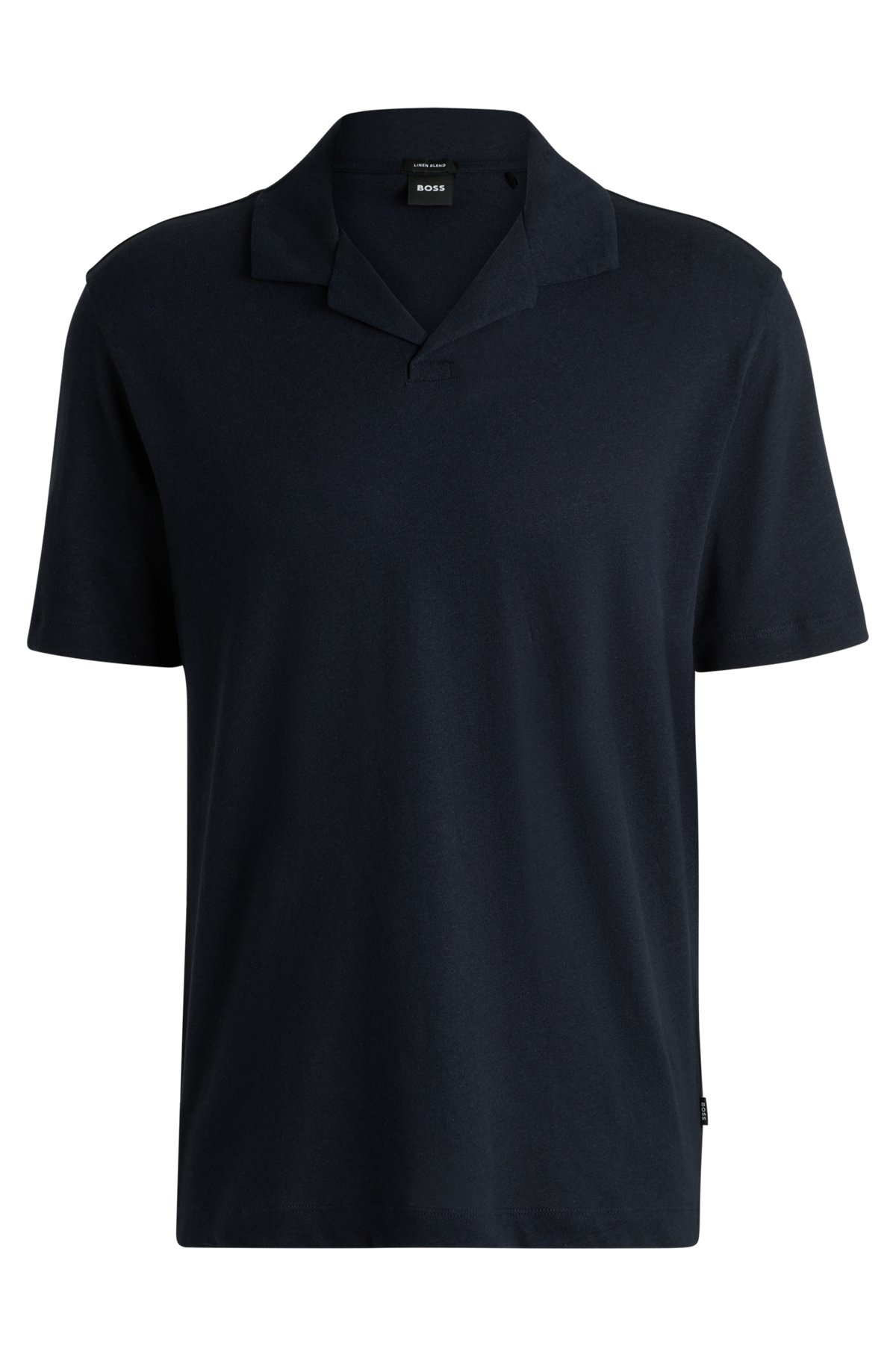 COTTON-LINEN POLO SHIRT WITH JOHNNY COLLAR - 1