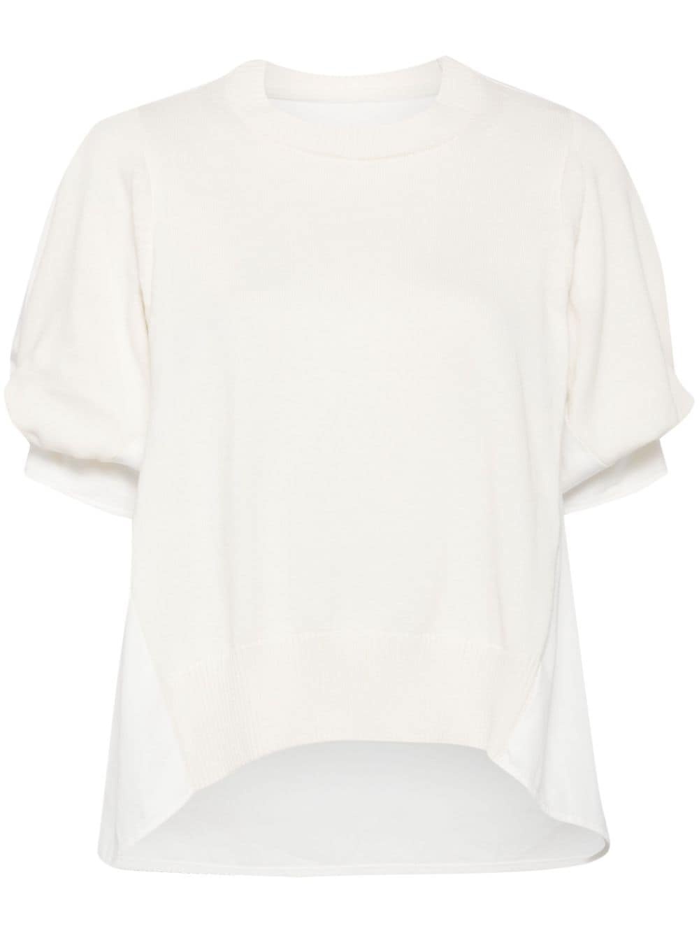 panelled fine-knit T-shirt - 1