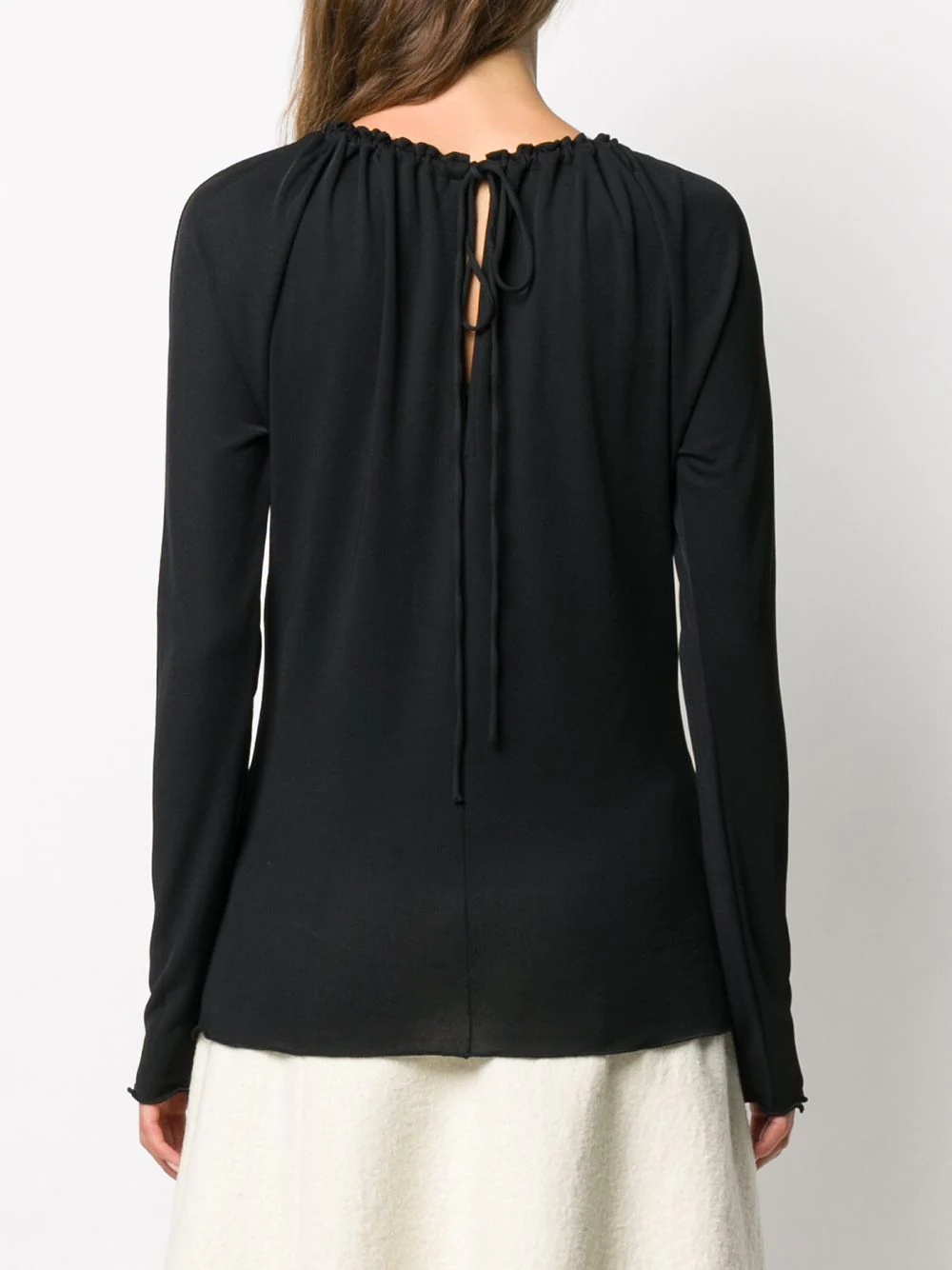 gathered-neck long-sleeve top - 4