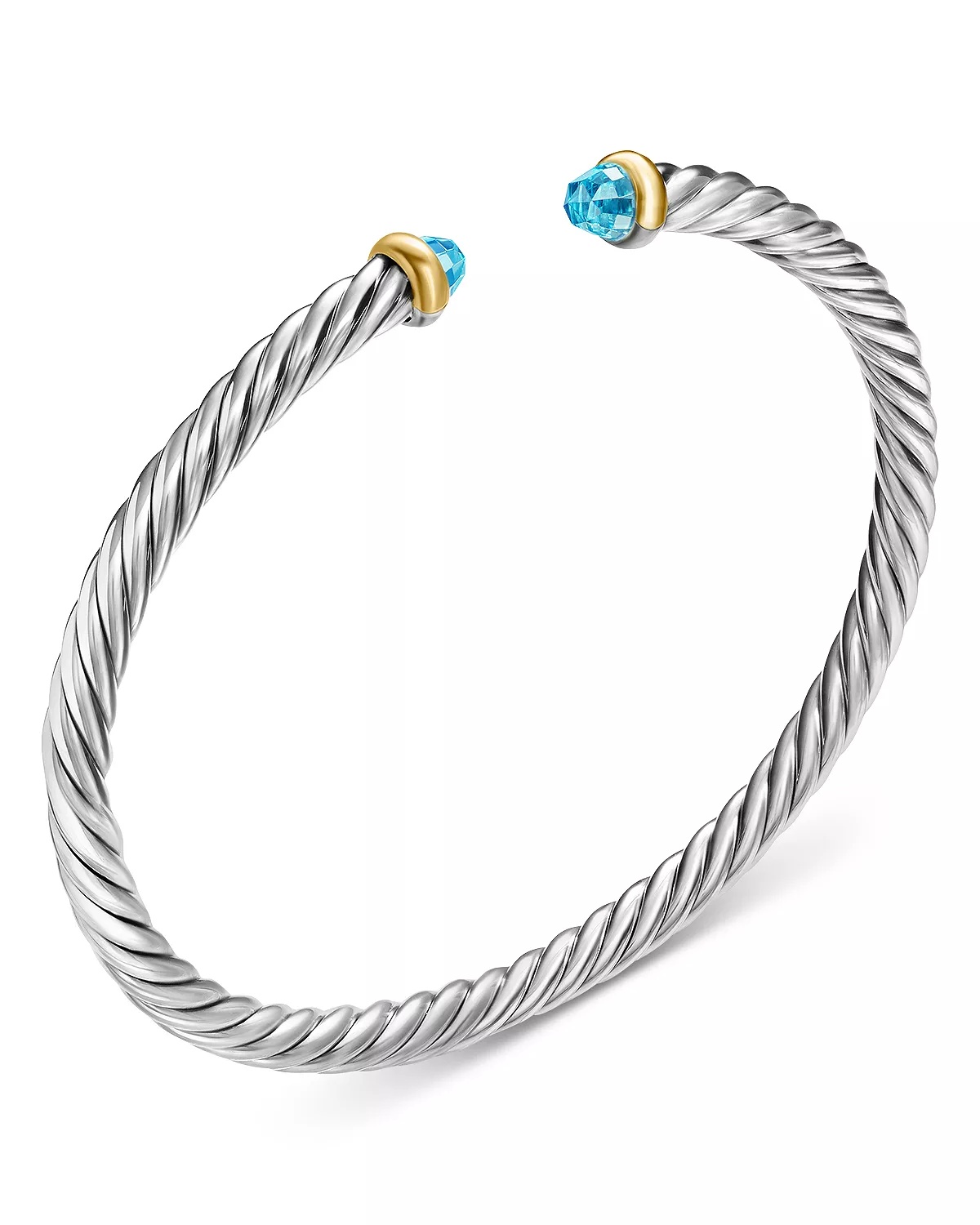Sterling Silver & 14K Yellow Gold Cable Flex Bracelet, 4mm - 3