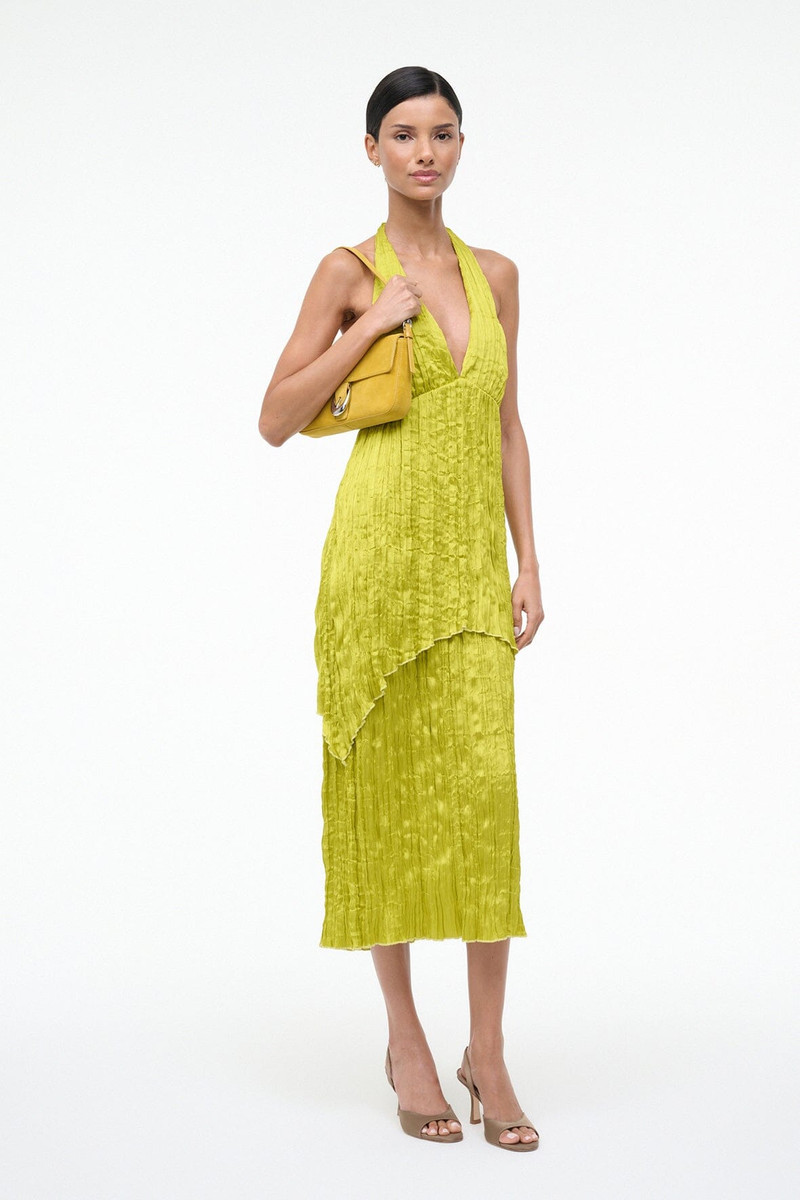 STAUD LAURIE DRESS CHARTREUSE 1