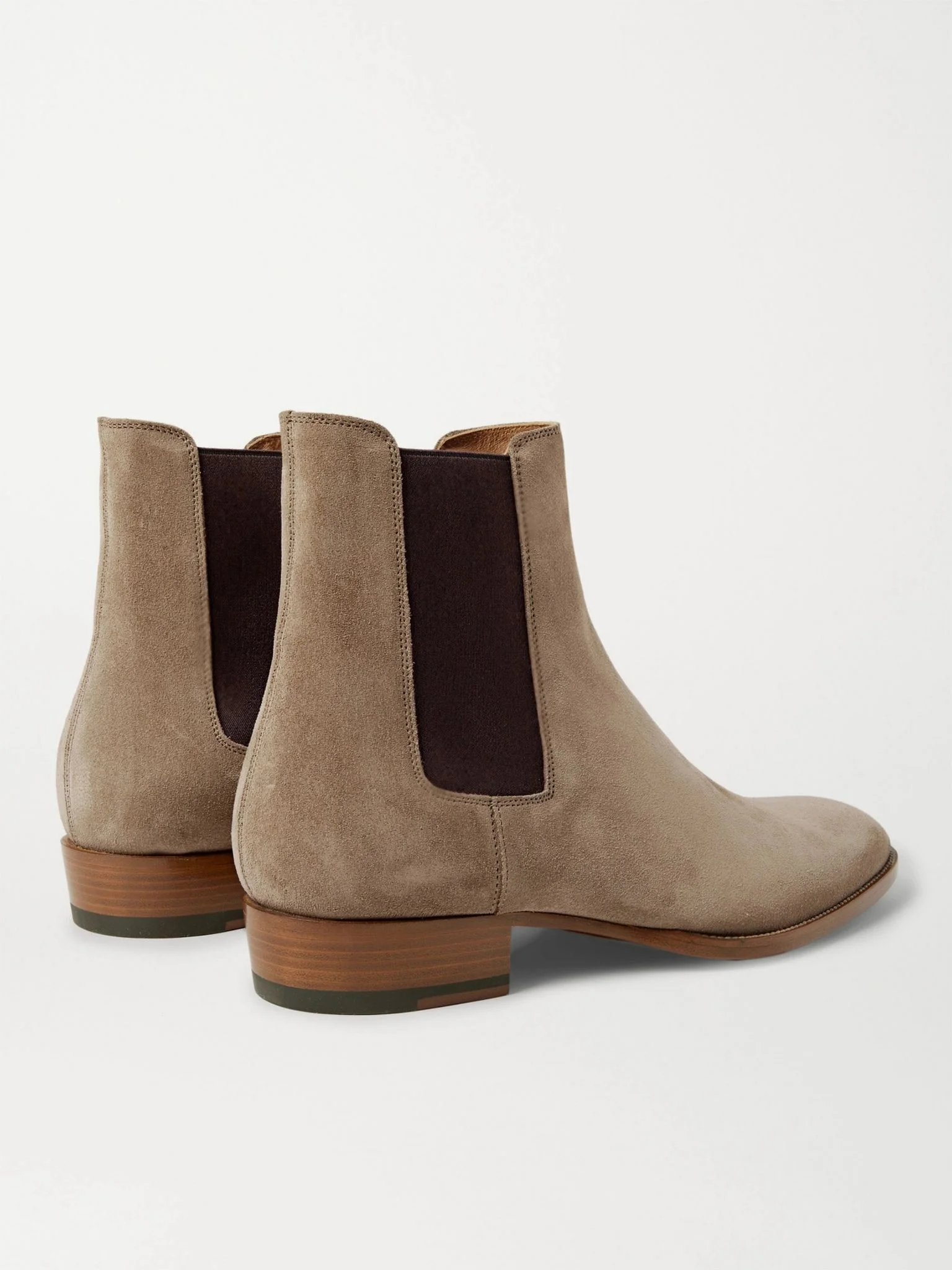 SAINT LAURENT Wyatt 30 Suede Chelsea Boots Brown | REVERSIBLE display picture 1