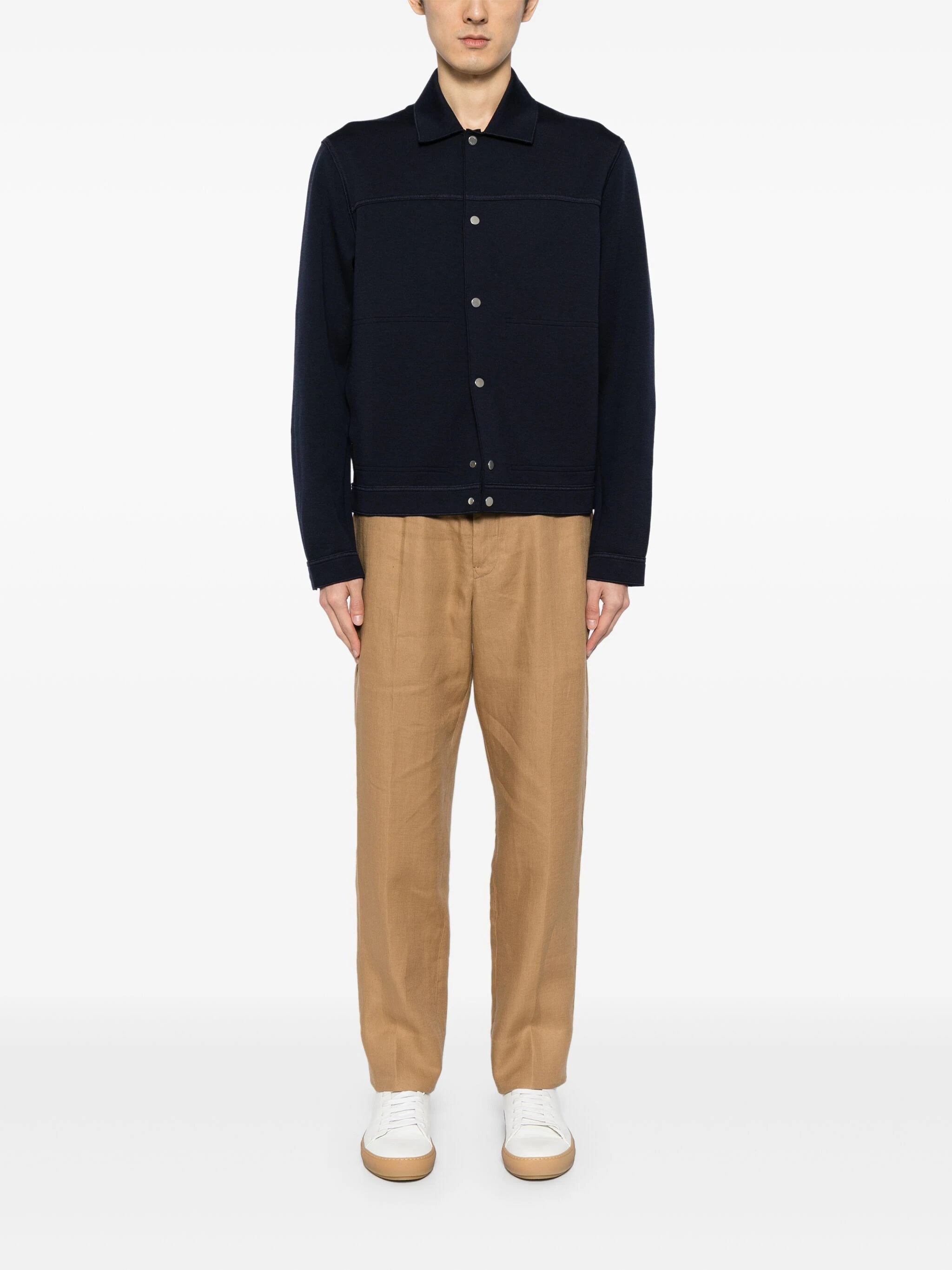 SPREAD-COLLAR KNITTED CARDIGAN - 2