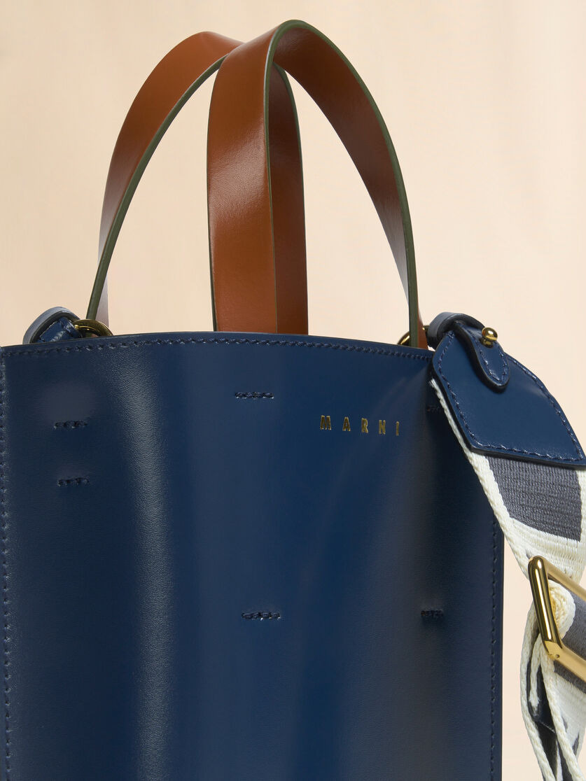 BLUE GRAY AND BROWN LEATHER MUSEO NANO BAG - 5