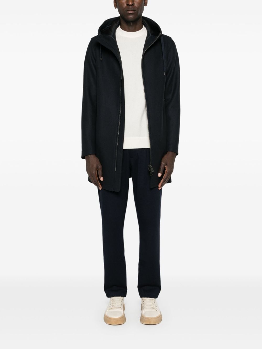 logo-plaque hooded coat - 2