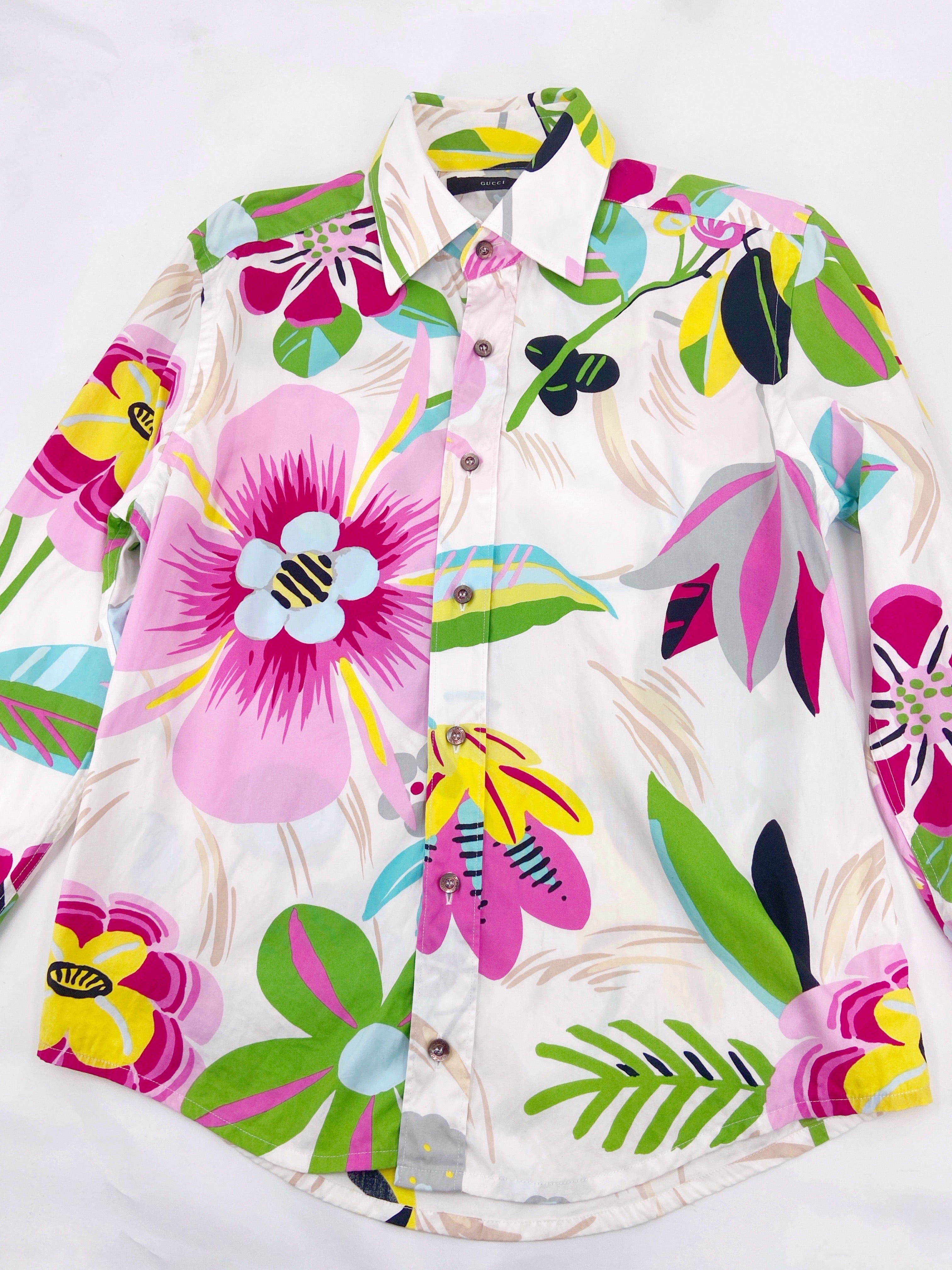 Gucci Spring 1999 Tom Ford White Floral Shirt S - 6