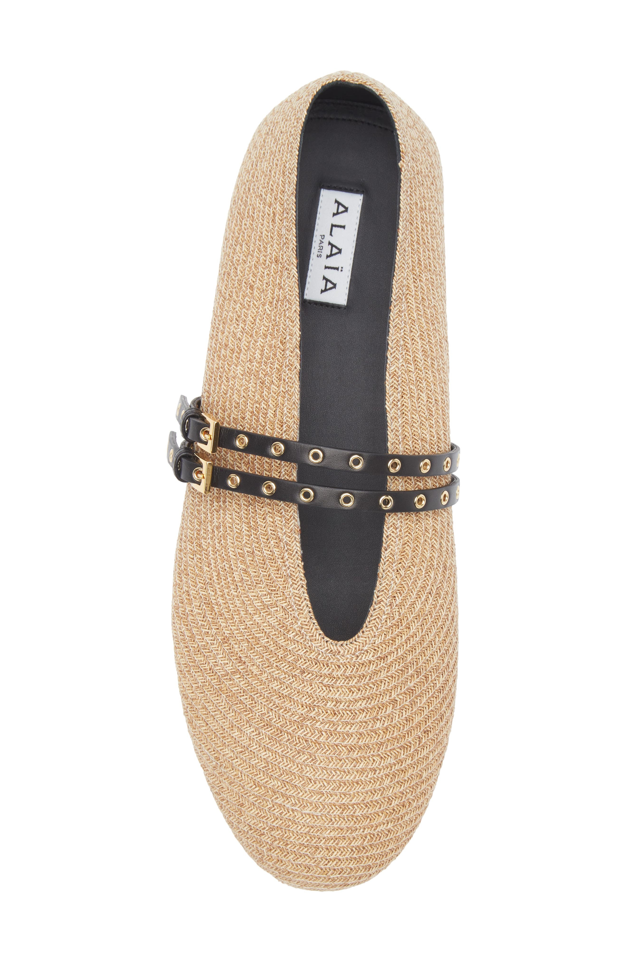 Alaïa Raffia Ballerina Flat in Naturel /Noir at Nordstrom - 5