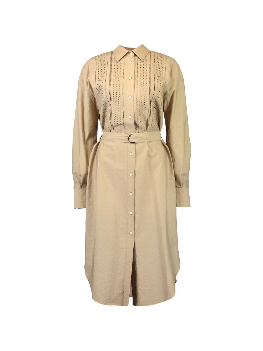 broderie-anglaise belted midi shirt dress - 1