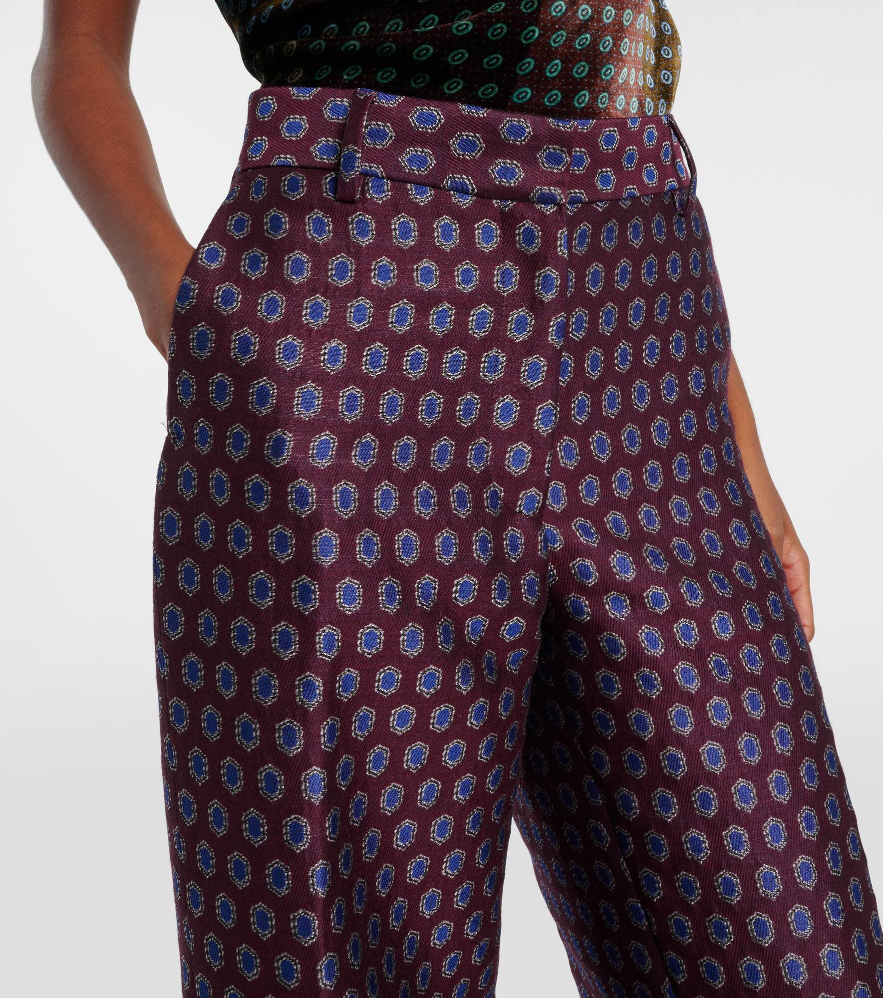 High-rise jacquard wide-leg pants - 4