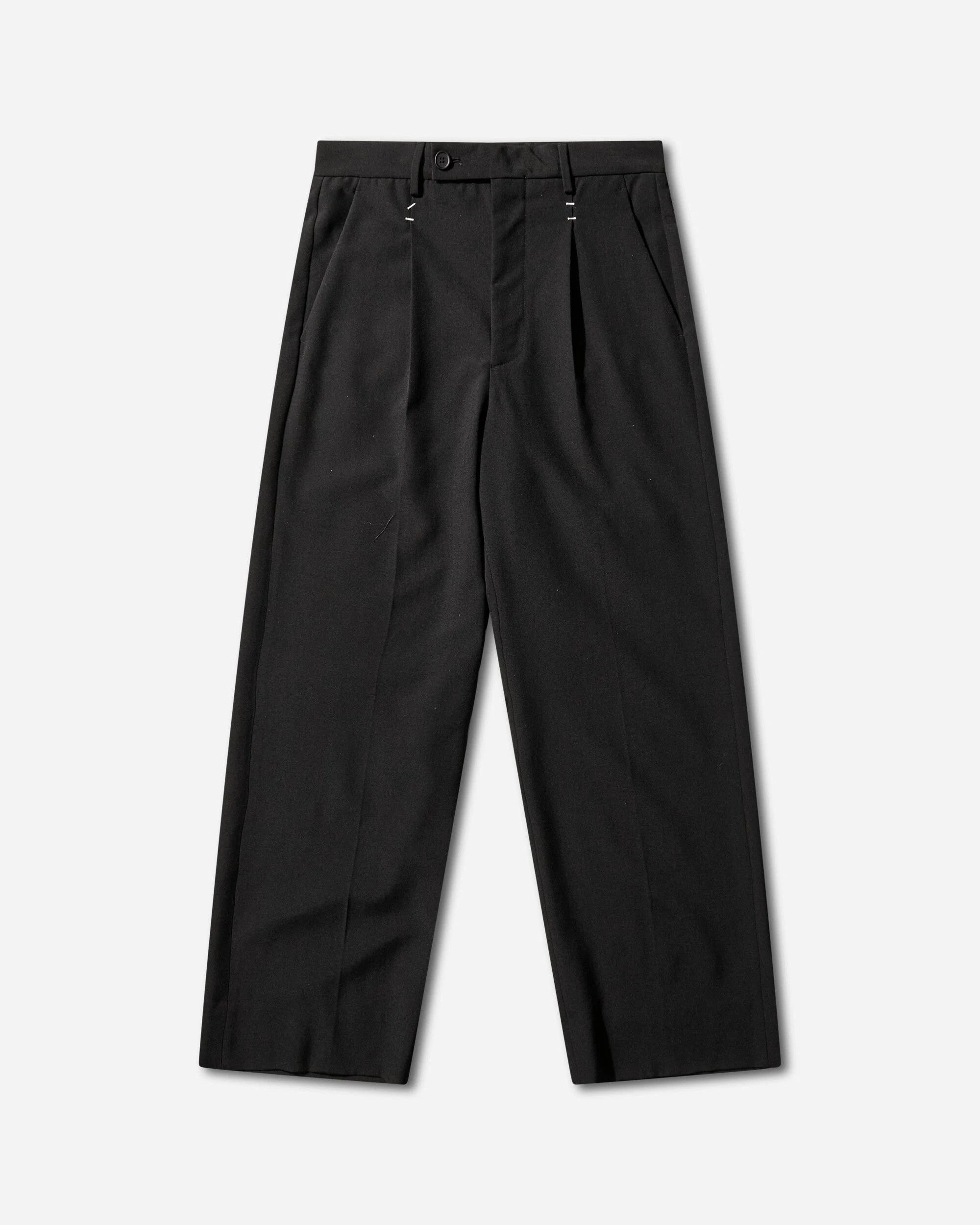 Men's Stapled Wool Trousers Black - 1