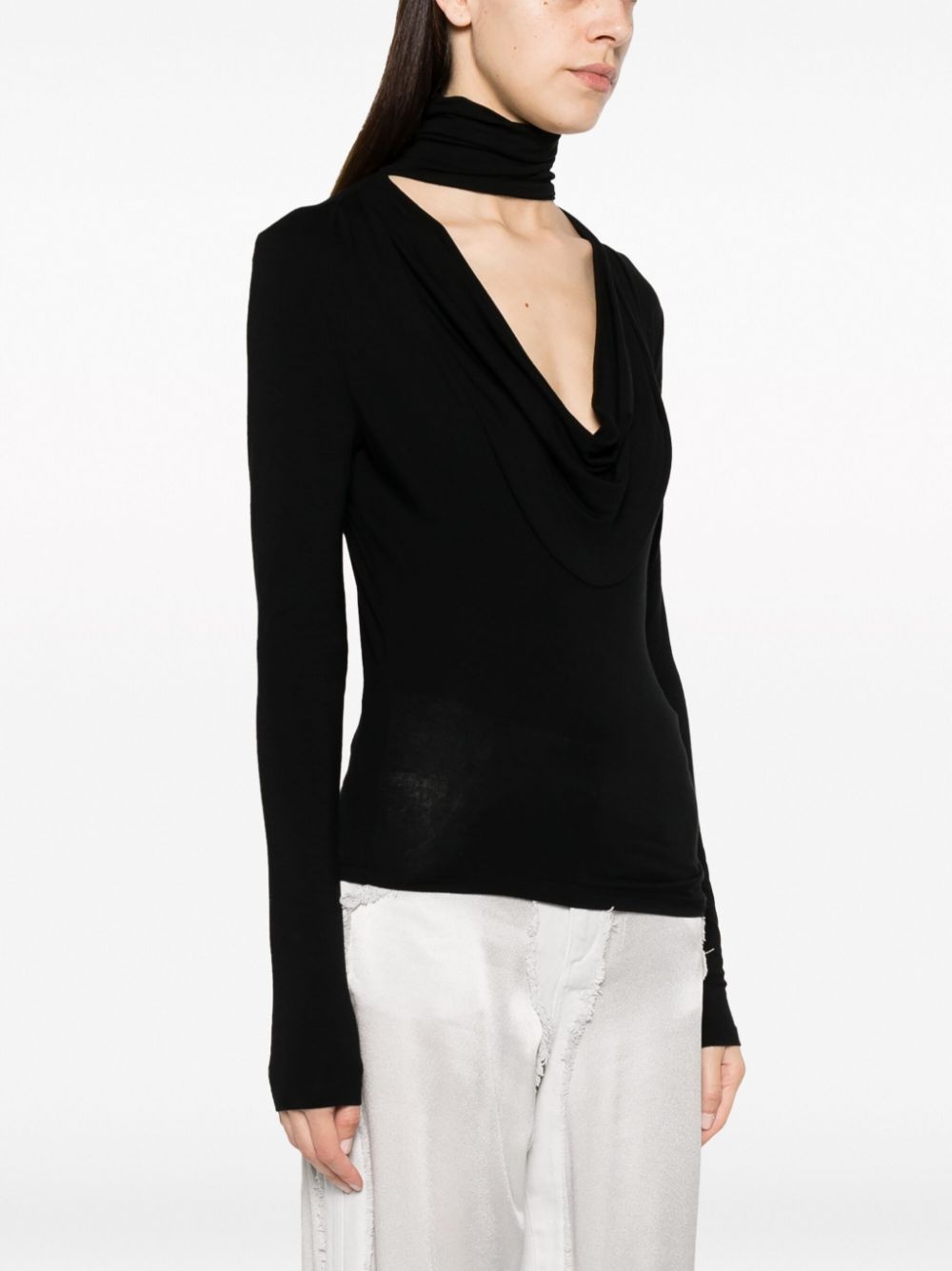 high-neck draped top - 6