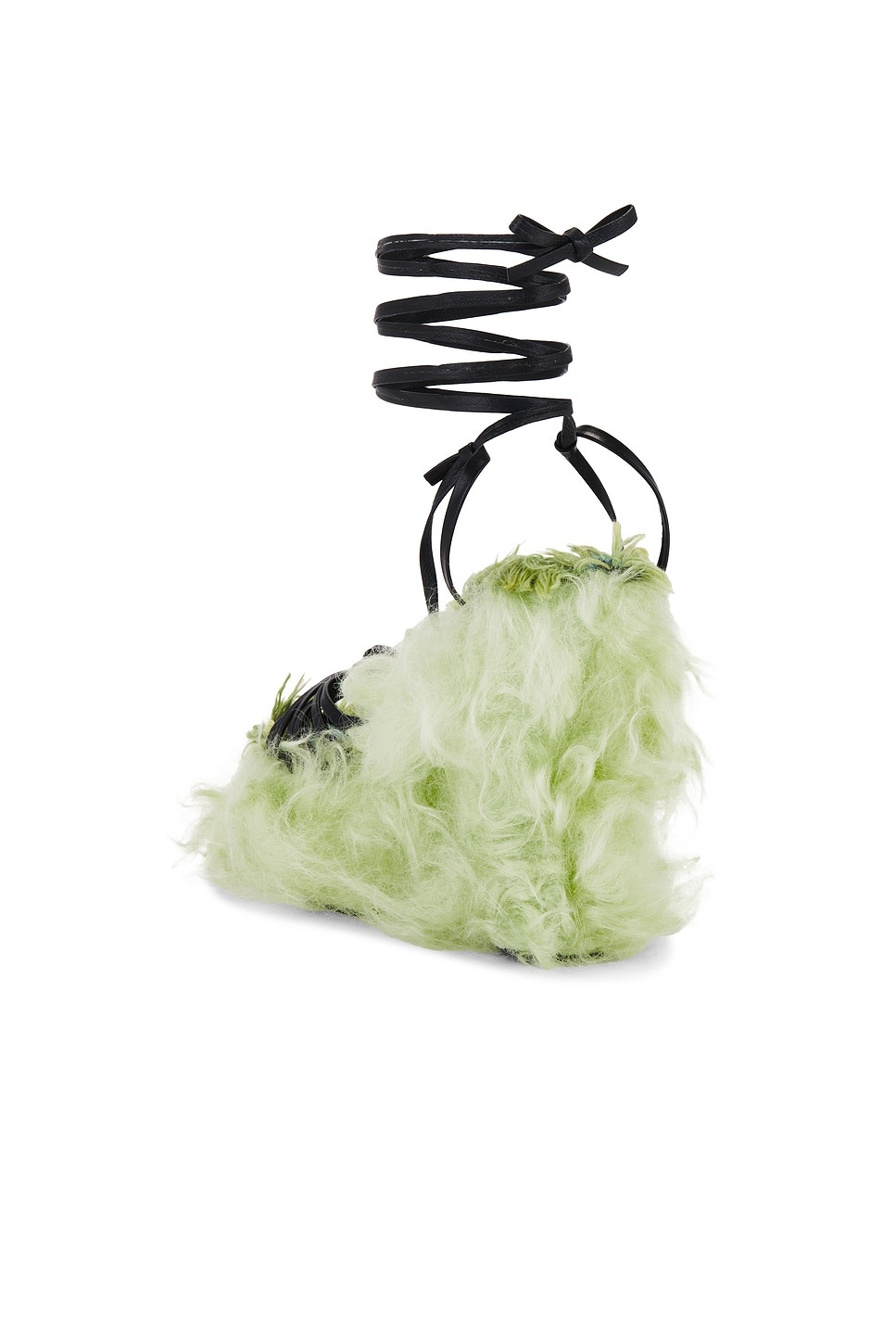 Sculpted Wedge Faux Fur Plush Knotted Sandals - 3