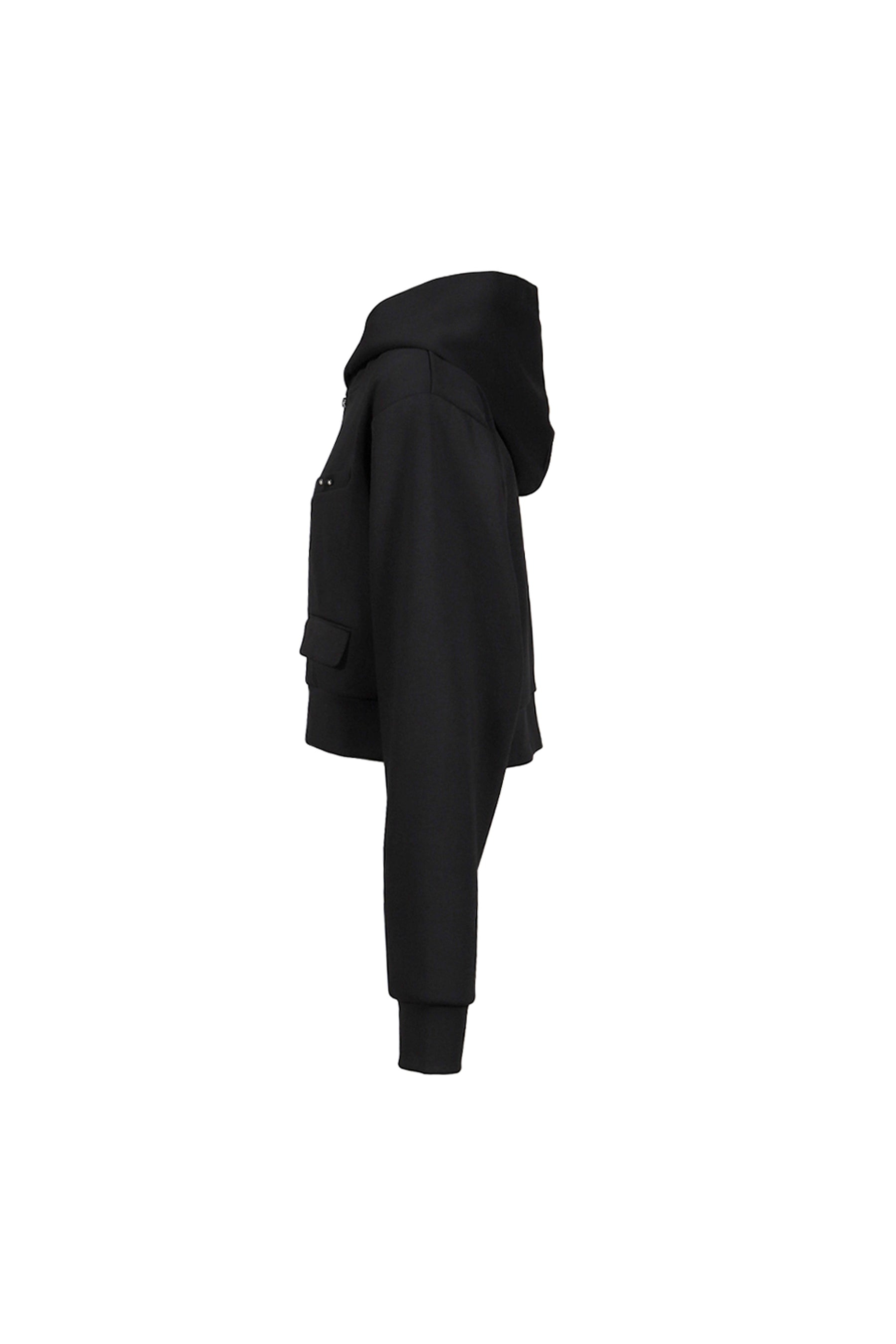TAILORED CROP HOOD ZIP-UP / BLK - 3