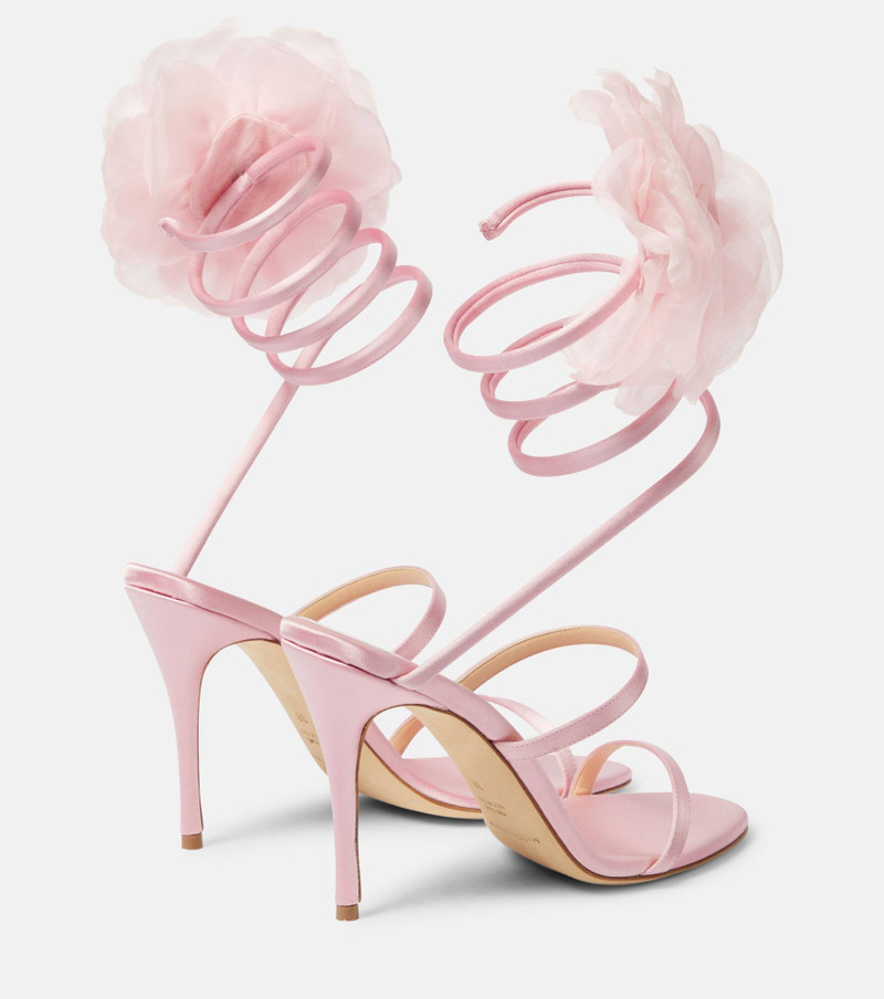 Floral-appliqué satin sandals 3