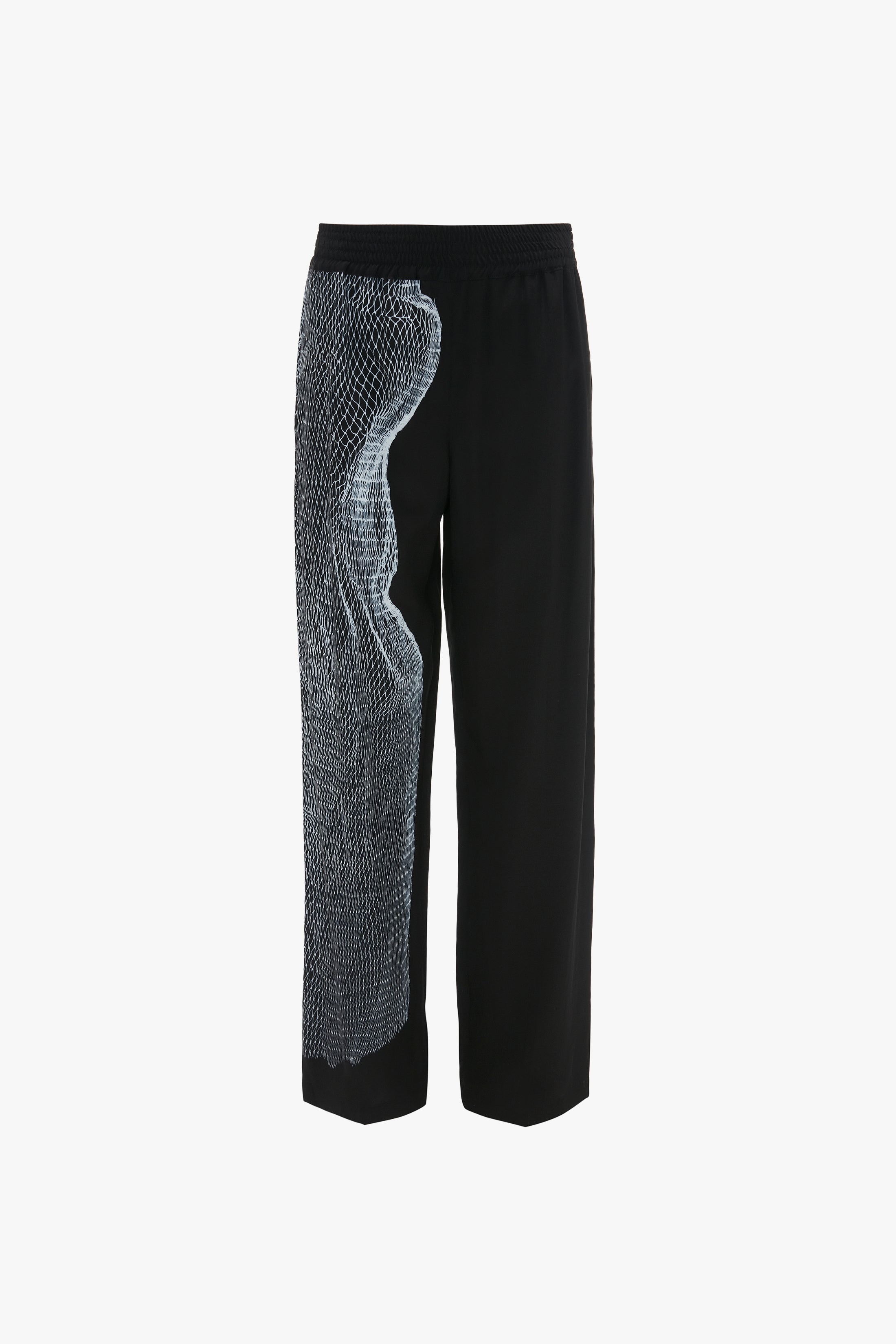 Pyjama Trouser In Black-White Contorted Net - 1