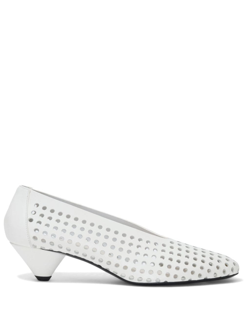 Perforated Cone 40mm leather pumps 1