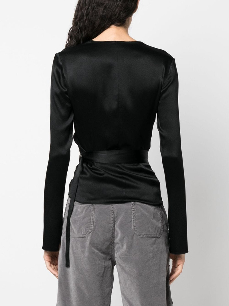 floral-appliqué wraparound blouse 4
