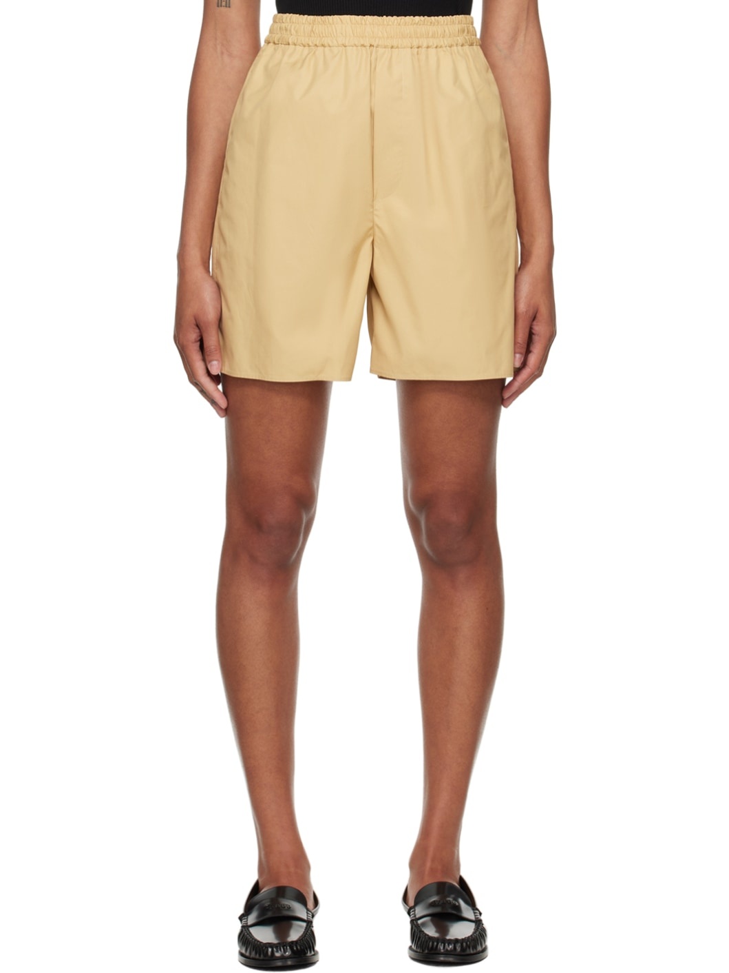 Beige Drawstring Shorts - 1