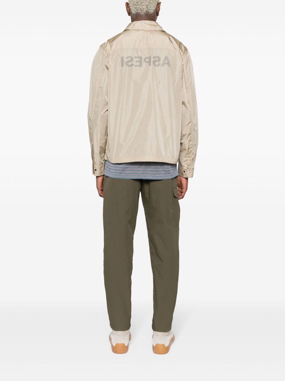 logo-print lightweight shirt jacket - 2