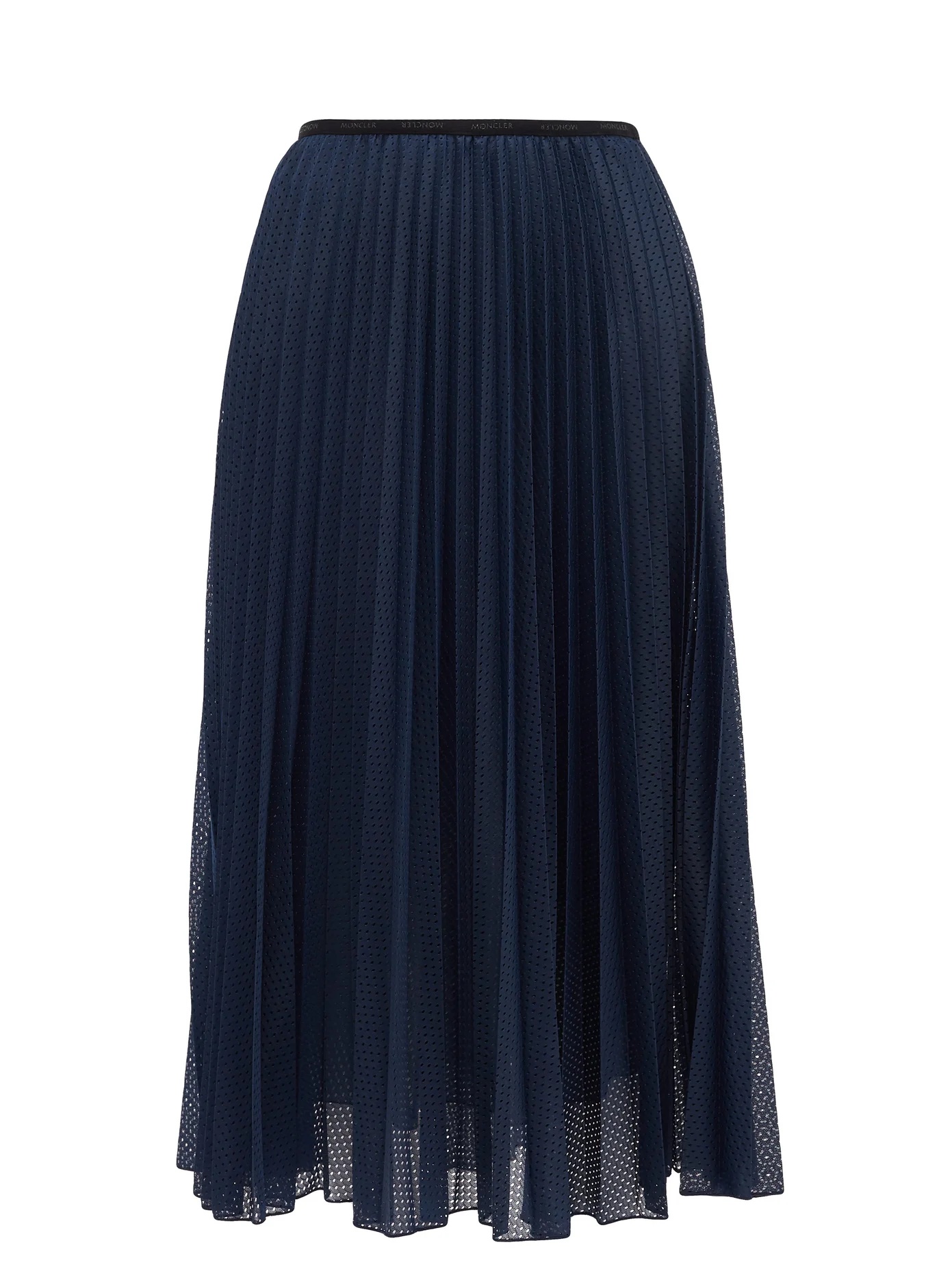 Perforated mesh pleated midi skirt - 1