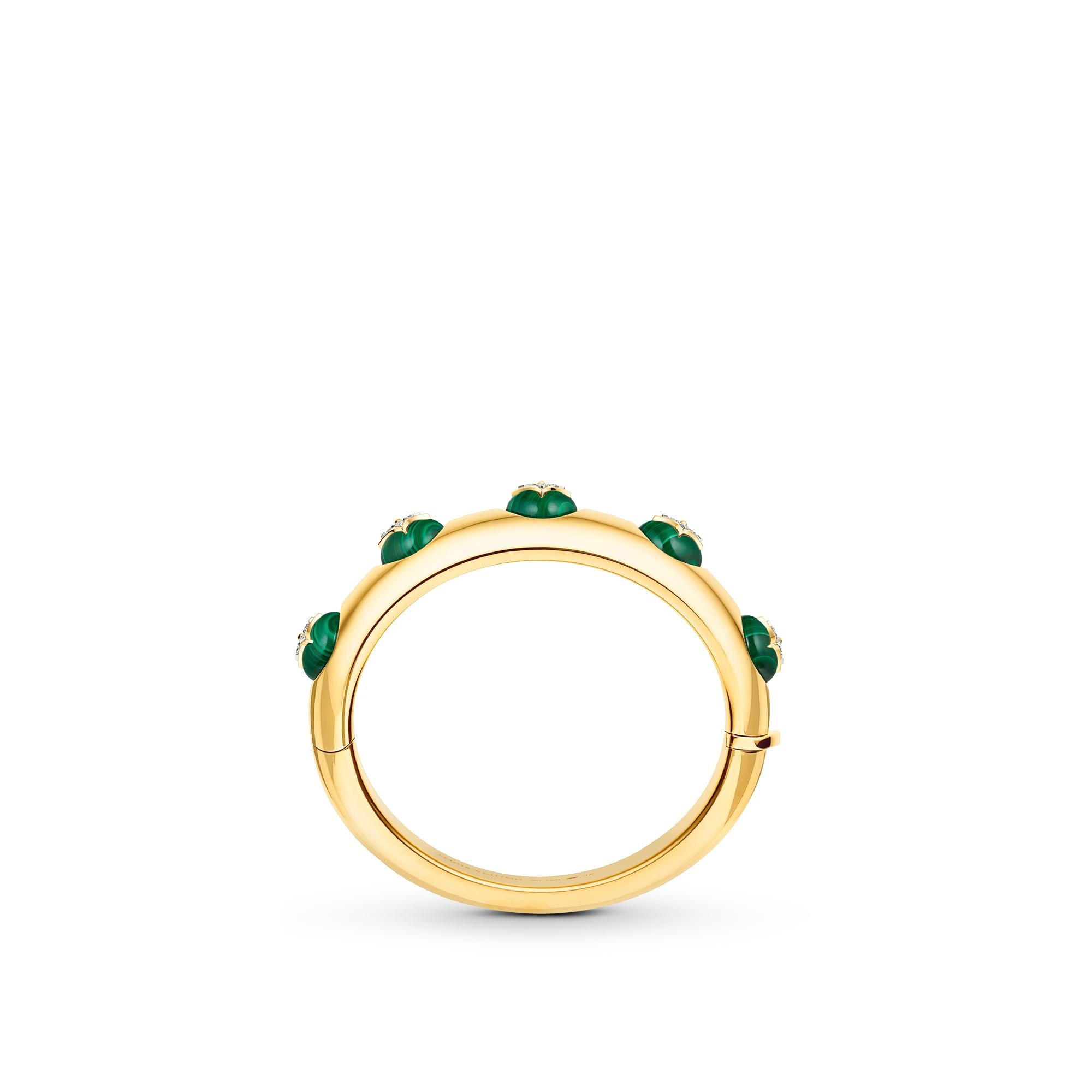 B Blossom Cuff, Yellow Gold, White Gold, Malachite And Diamonds - 3