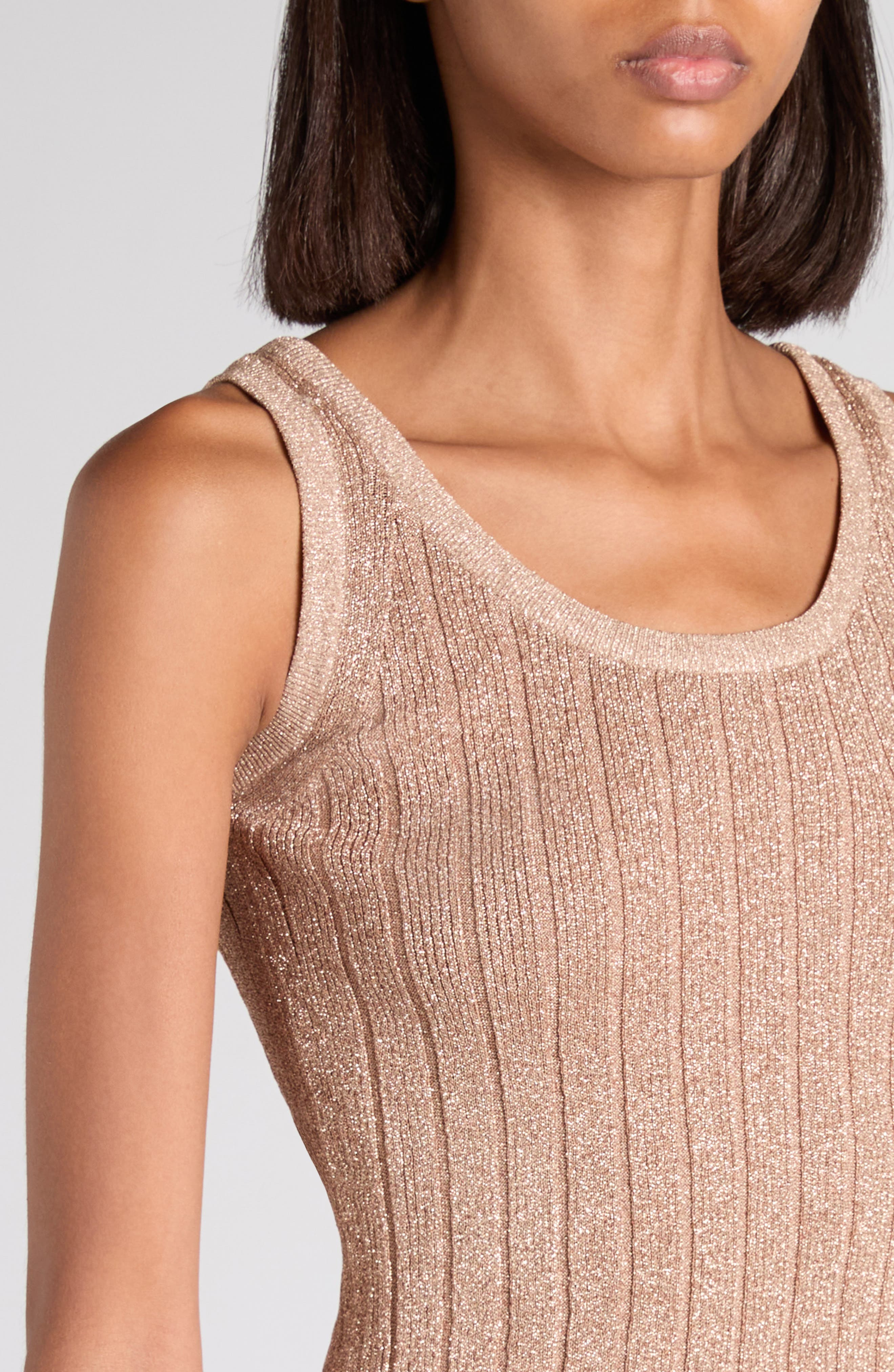 TOM FORD Metallic Rib Midi Sweater Dress in Jb212 Beige Pink at Nordstrom - 4