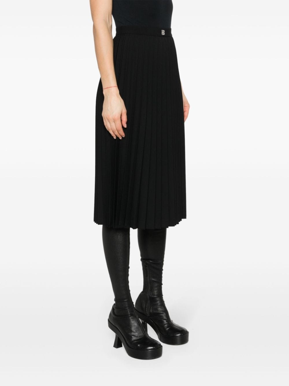 4G-plaque pleated midi skirt - 3