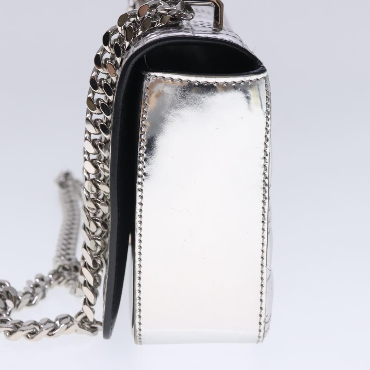 Burberry Chain Shoulder Bag Patent Leather Silver - 5