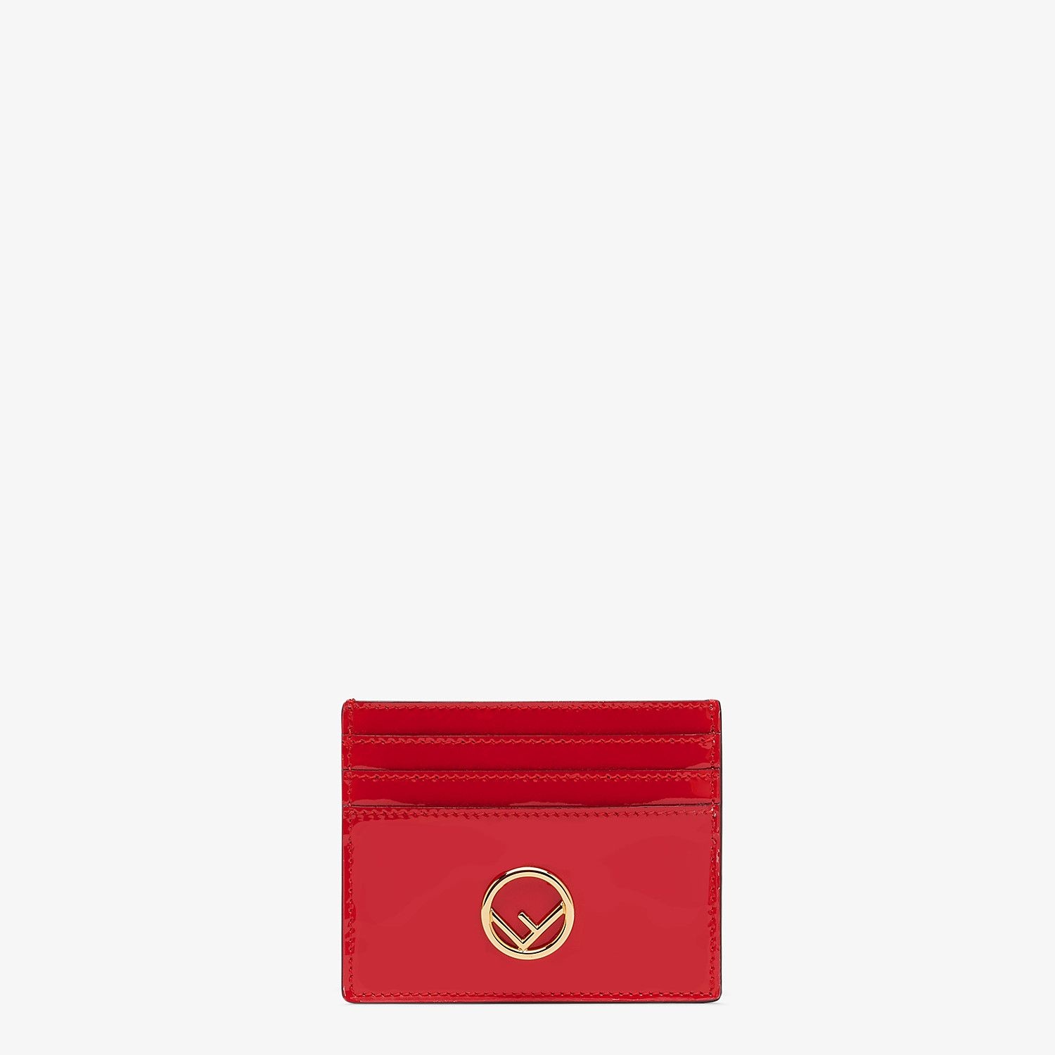 Flat card holder in red patent leather - 1