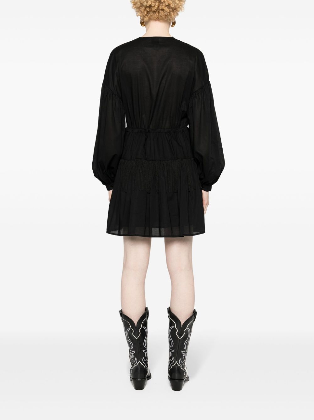 fringed flared mini dress - 4