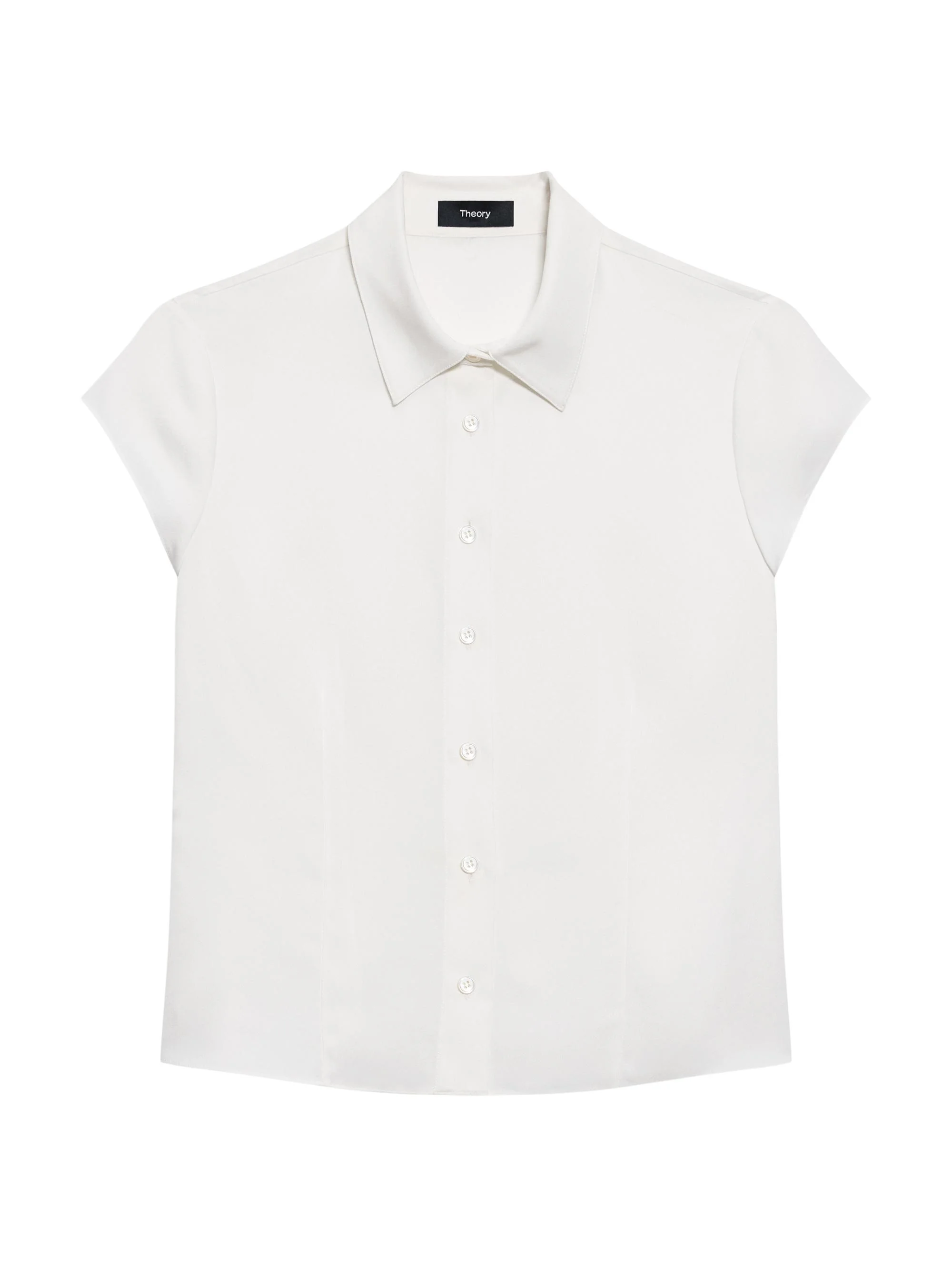 Women's Cap-Sleeve Silk Button-Front Shirt - Ivory - 1