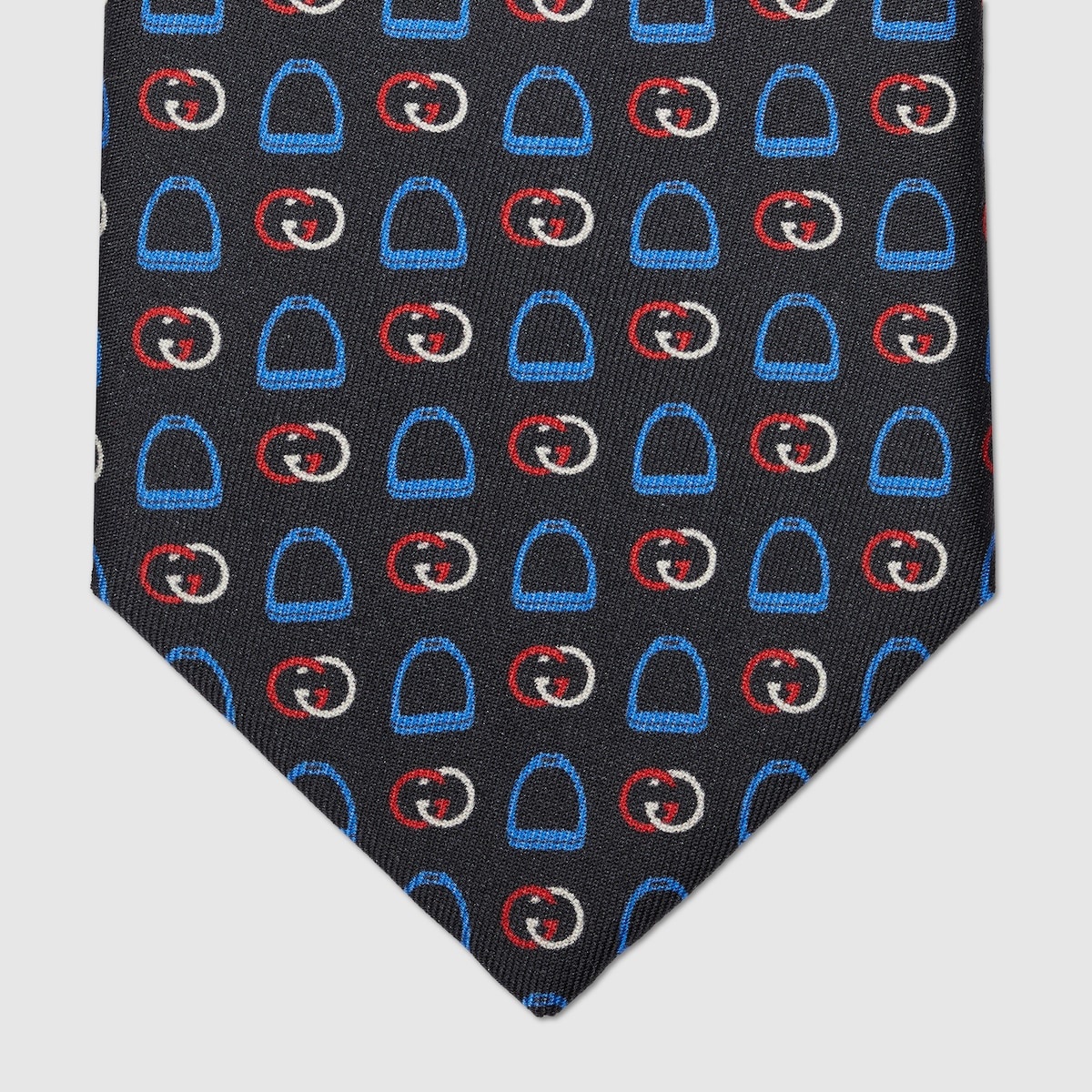 Stirrup Interlocking G print silk tie - 4