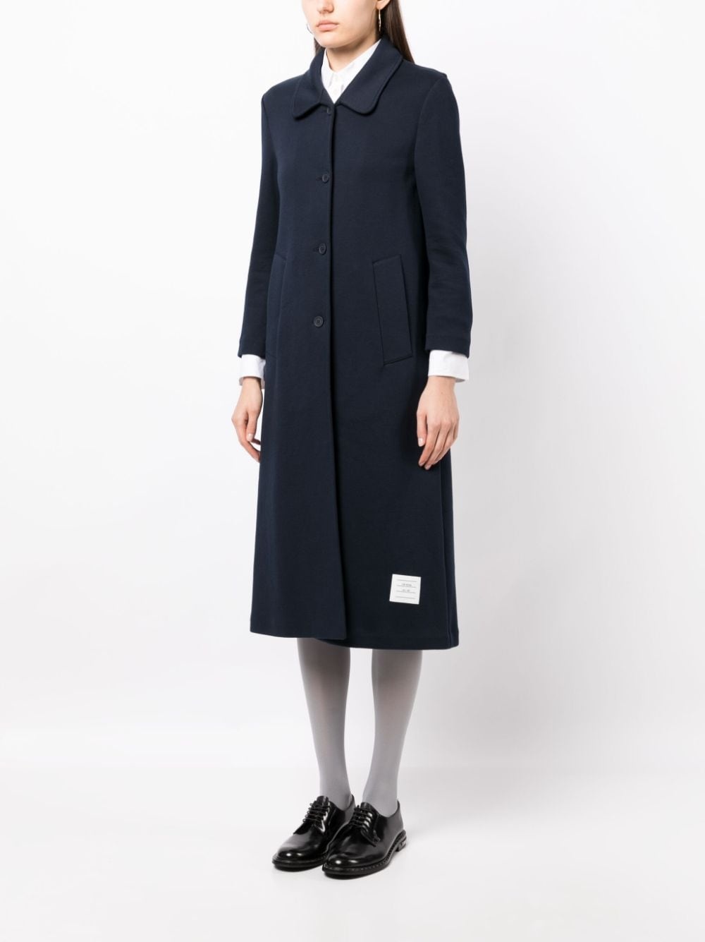 logo-patch single-breasted coat - 3