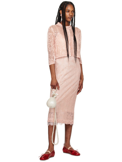 Simone Rocha Pink Floral Midi Dress outlook