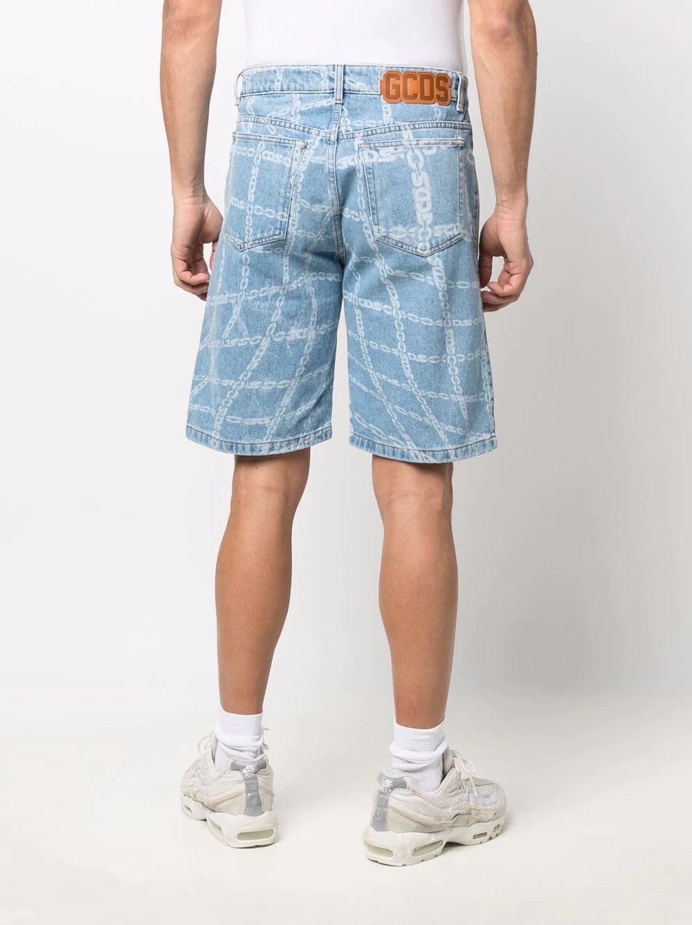 logo-print denim shorts - 4