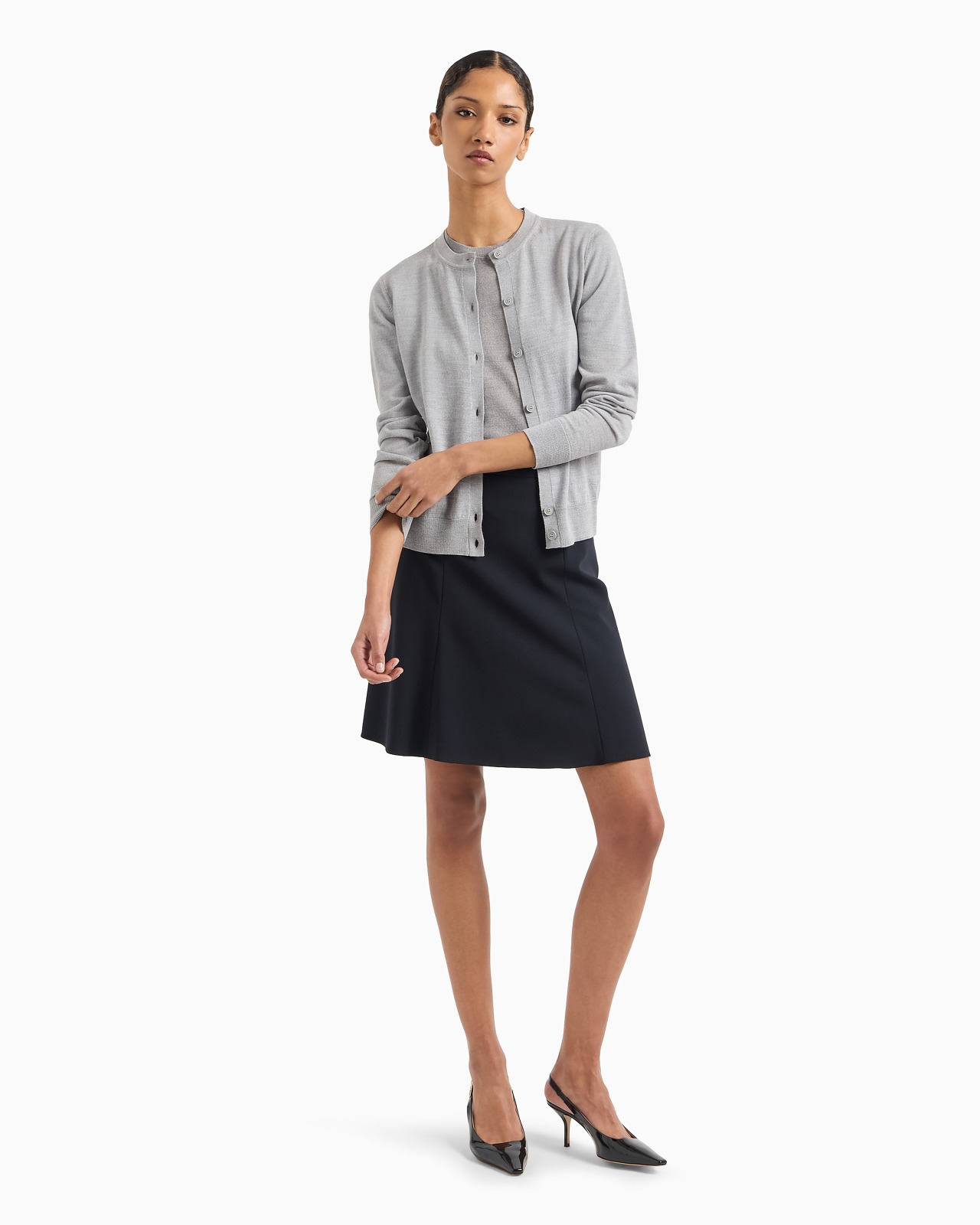 Cardigan in plain-knit, pure virgin wool - 4