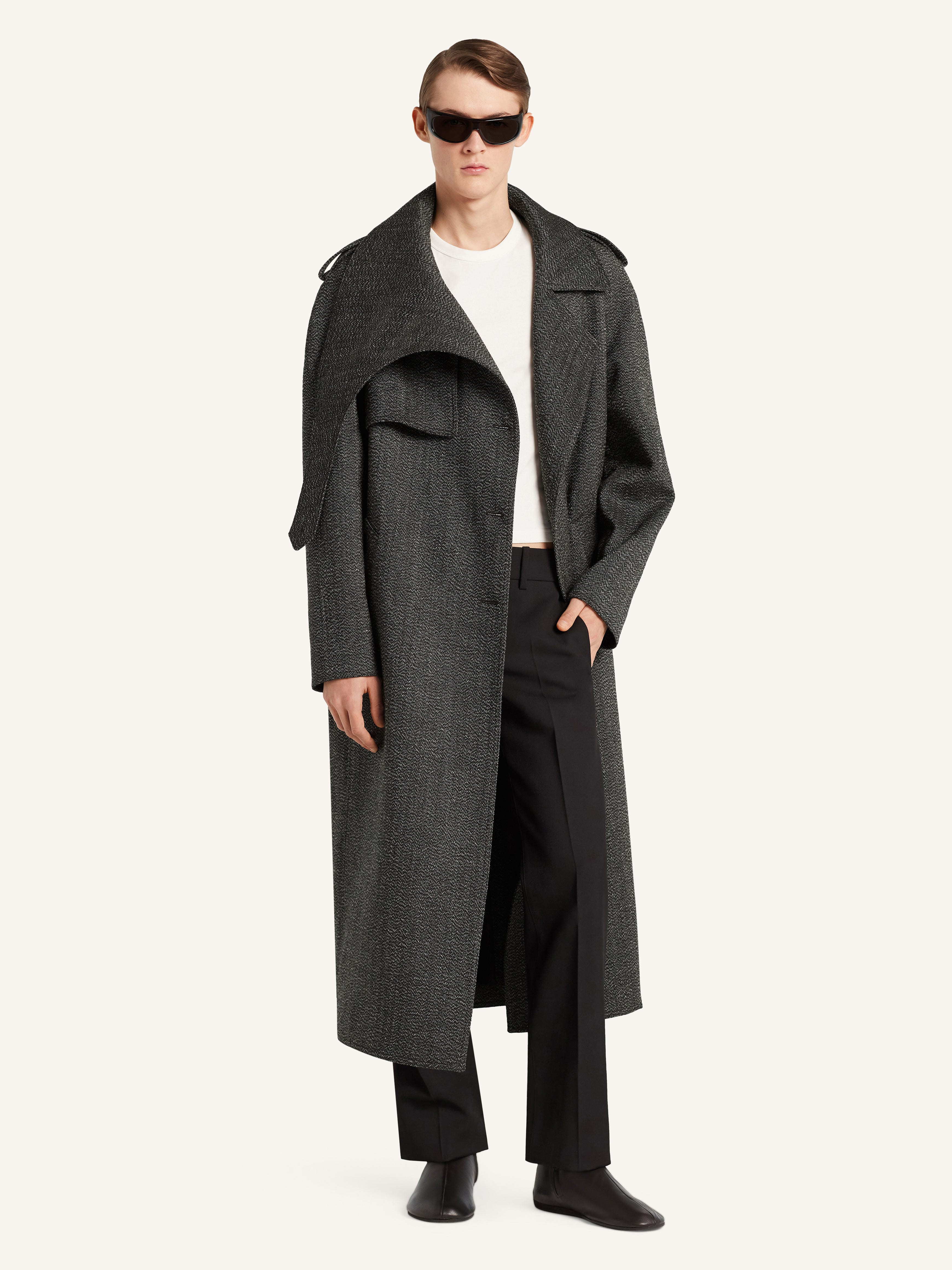 OBLIQUE CAVIAR WOOL TRENCH COAT - 3