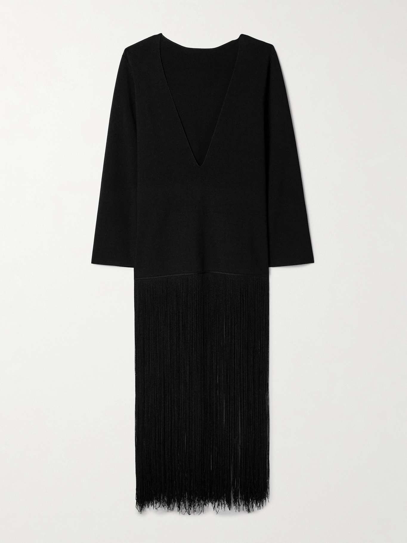 Paley fringed ribbed-knit gown Black - 1